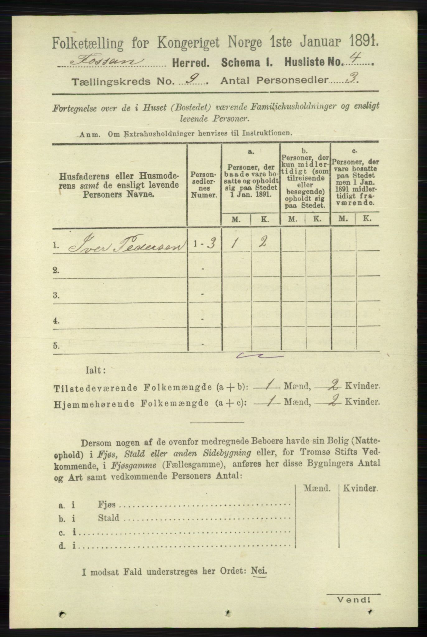 RA, 1891 census for 1129 Forsand, 1891, p. 1445