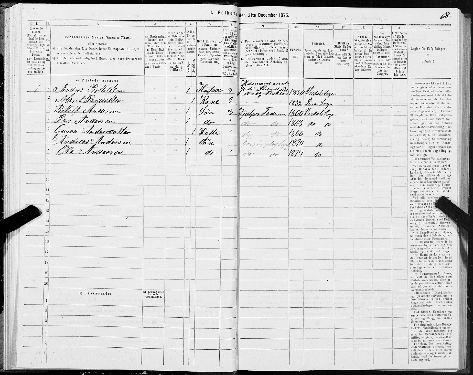 SAT, 1875 census for 1543P Nesset, 1875, p. 4068