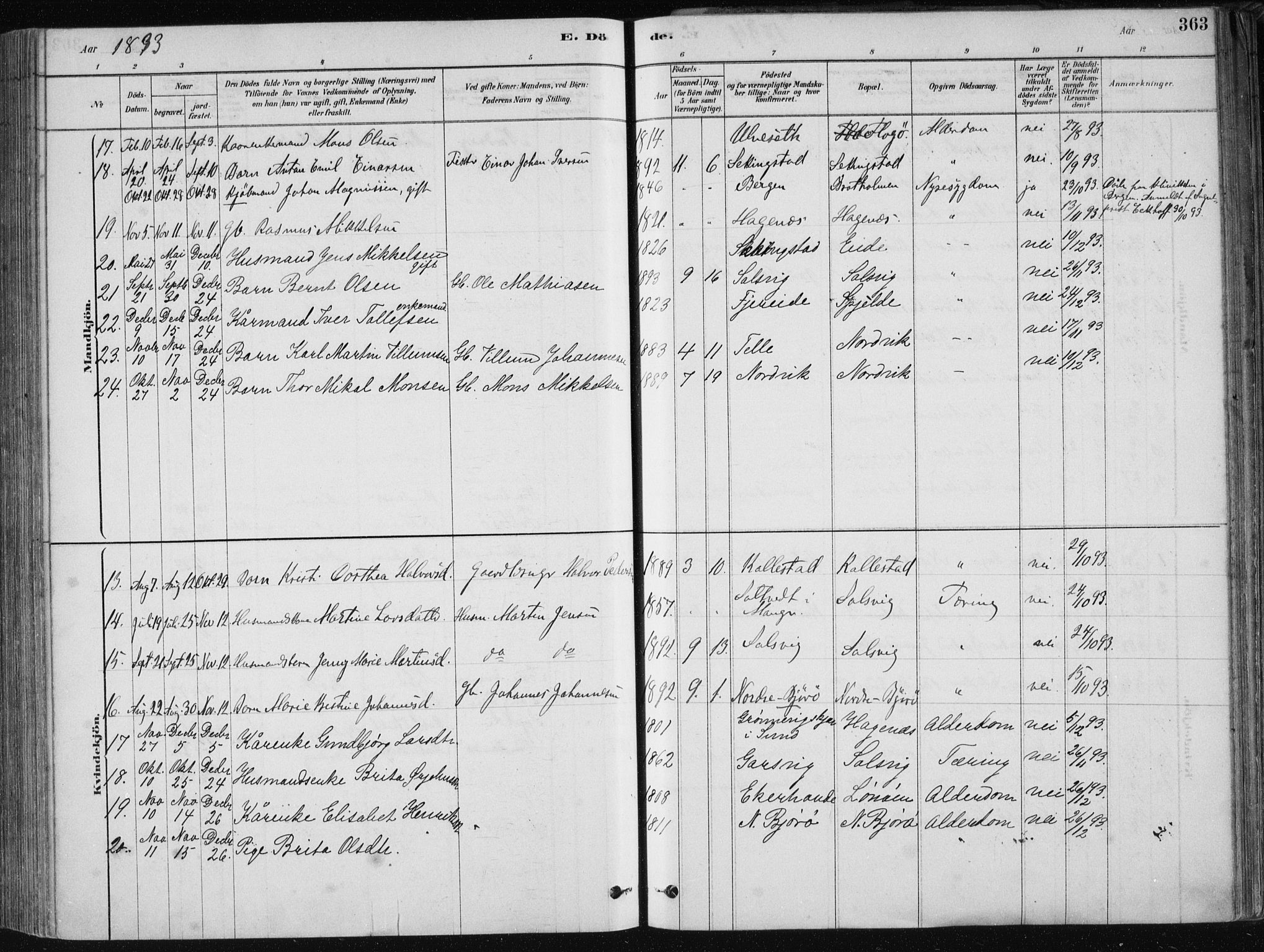 Fjell sokneprestembete, SAB/A-75301/H/Haa: Parish register (official) no. A  8, 1878-1898, p. 363