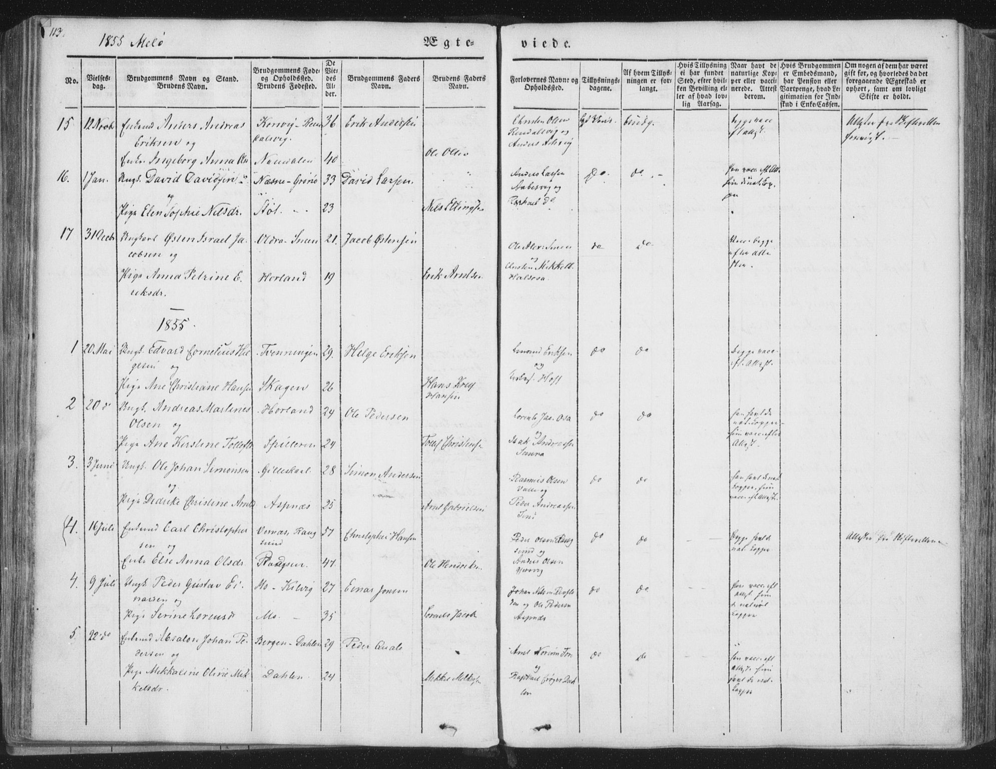 Ministerialprotokoller, klokkerbøker og fødselsregistre - Nordland, SAT/A-1459/841/L0604: Parish register (official) no. 841A09 /2, 1845-1862, p. 113