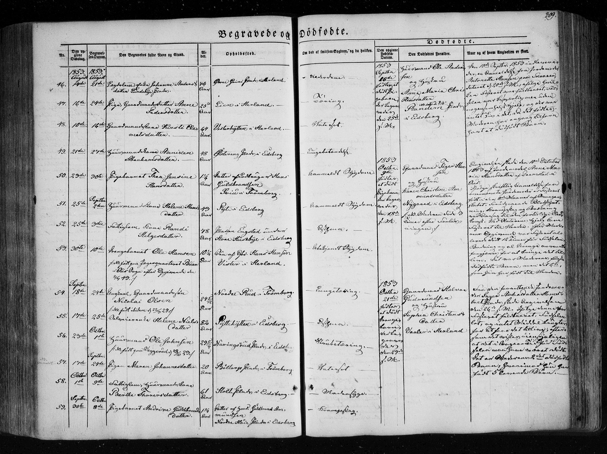 Eidsberg prestekontor Kirkebøker, AV/SAO-A-10905/F/Fa/L0009: Parish register (official) no. I 9, 1849-1856, p. 309