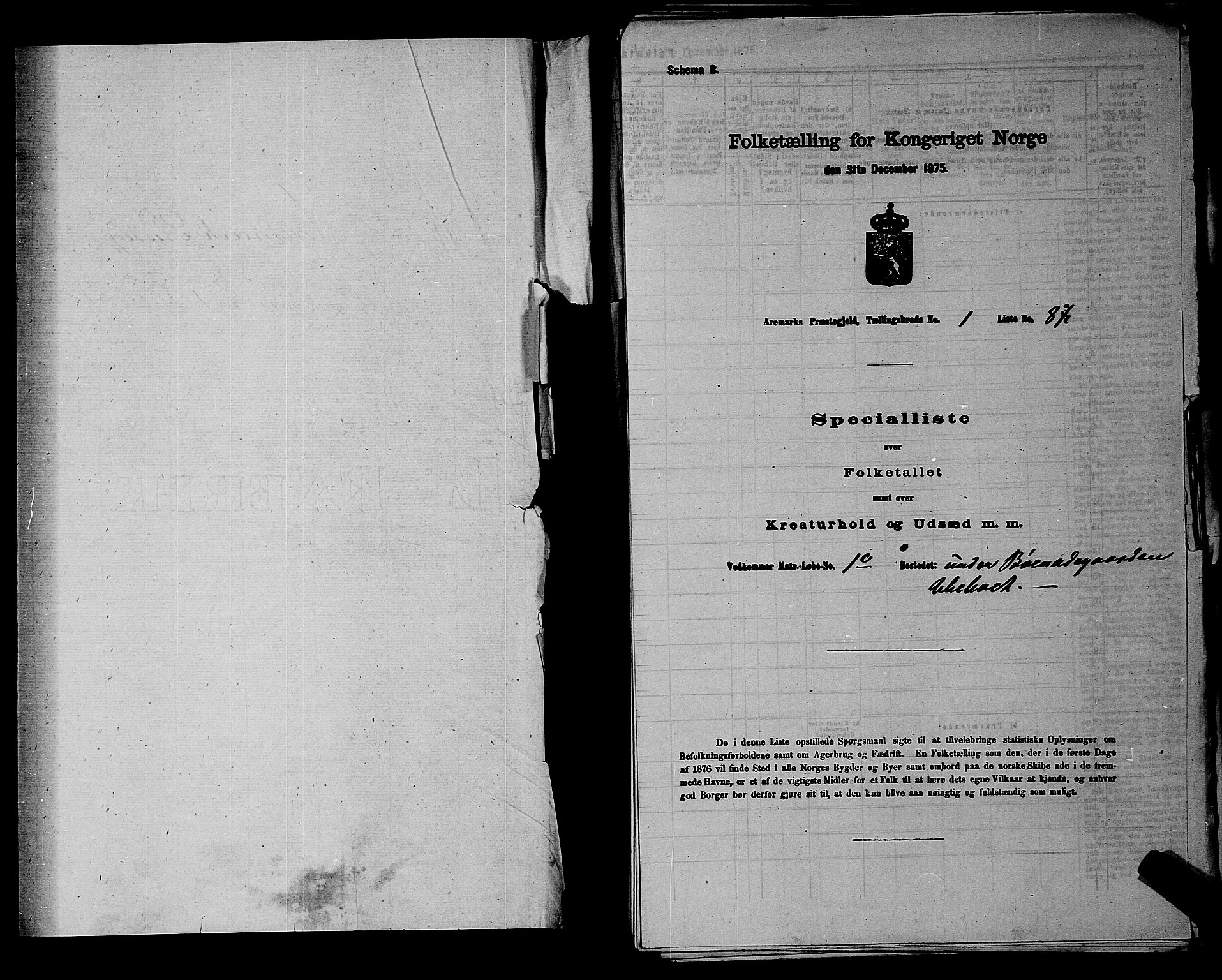 RA, 1875 census for 0118P Aremark, 1875, p. 32