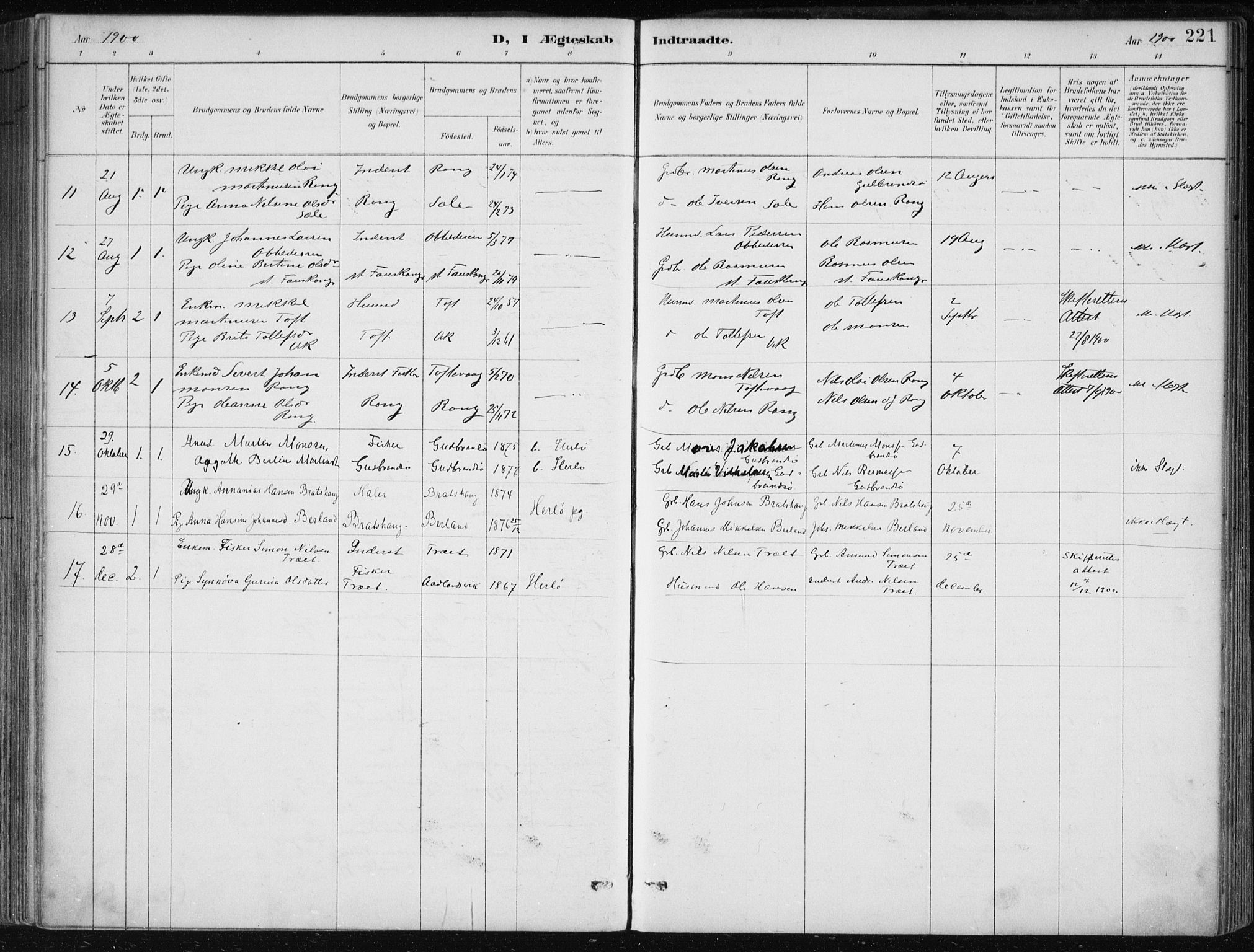 Herdla Sokneprestembete, SAB/A-75701/H/Haa: Parish register (official) no. A 4, 1891-1905, p. 221