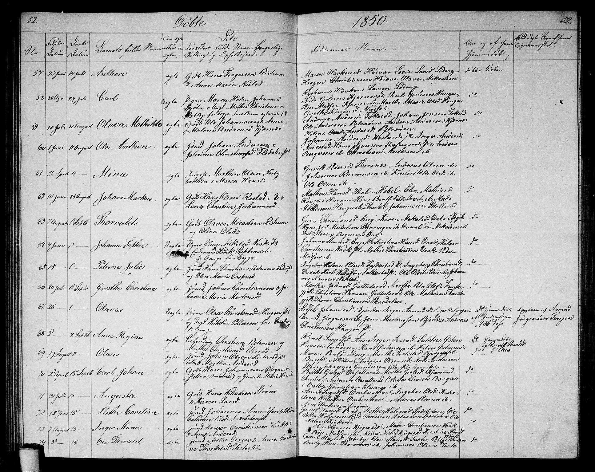 Våler prestekontor Kirkebøker, AV/SAO-A-11083/G/Ga/L0002: Parish register (copy) no. I 2, 1839-1860, p. 52