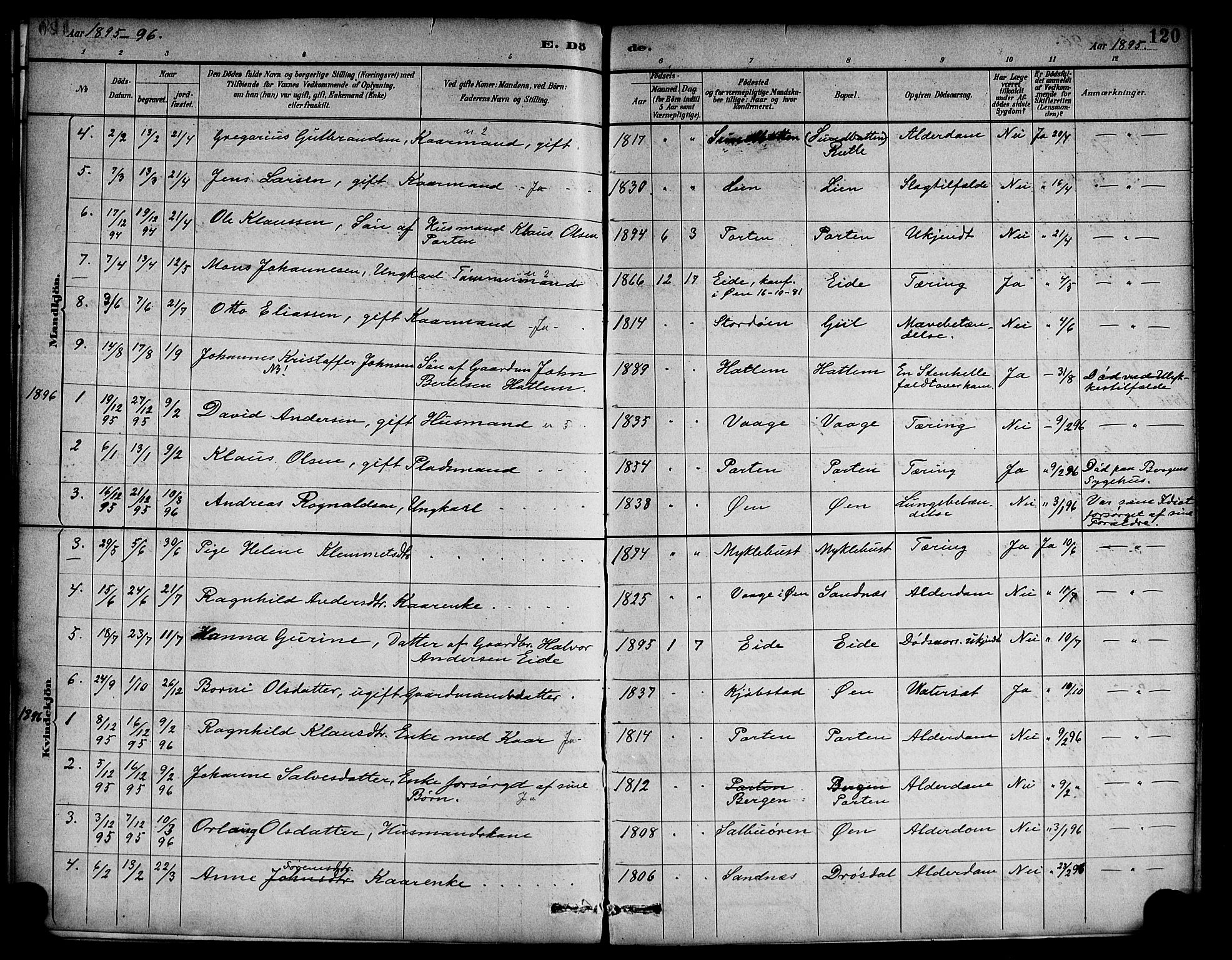 Hyllestad sokneprestembete, AV/SAB-A-80401: Parish register (official) no. D 1, 1886-1905, p. 120