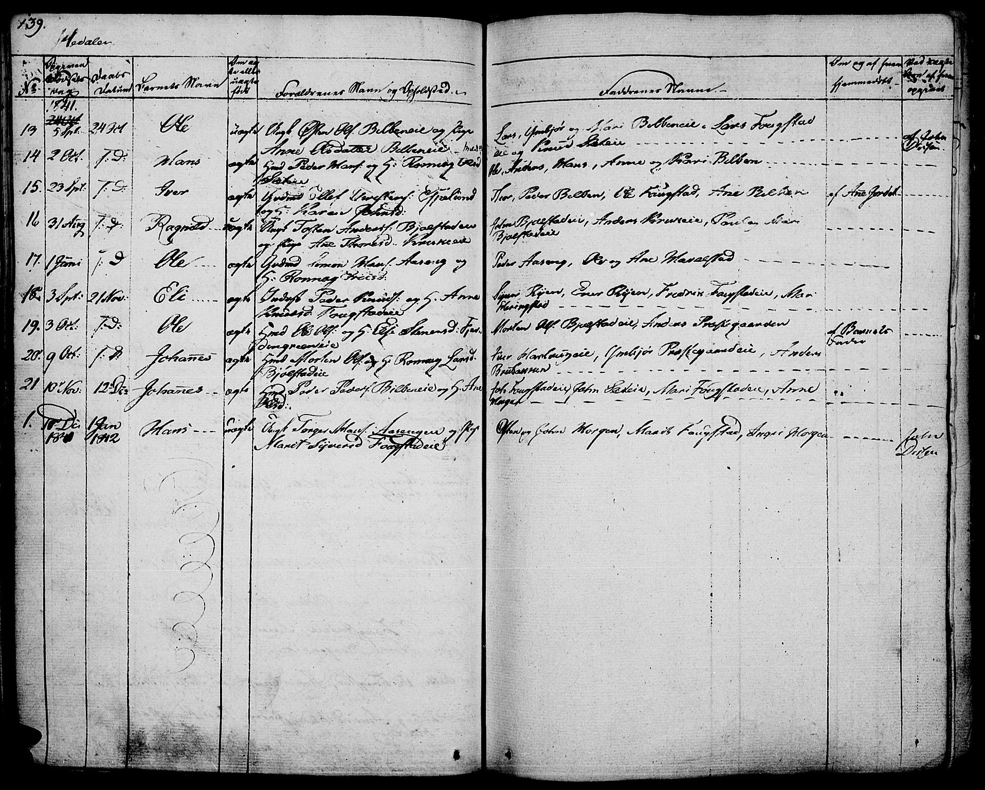 Vågå prestekontor, SAH/PREST-076/H/Ha/Haa/L0004: Parish register (official) no. 4 /2, 1834-1842, p. 139