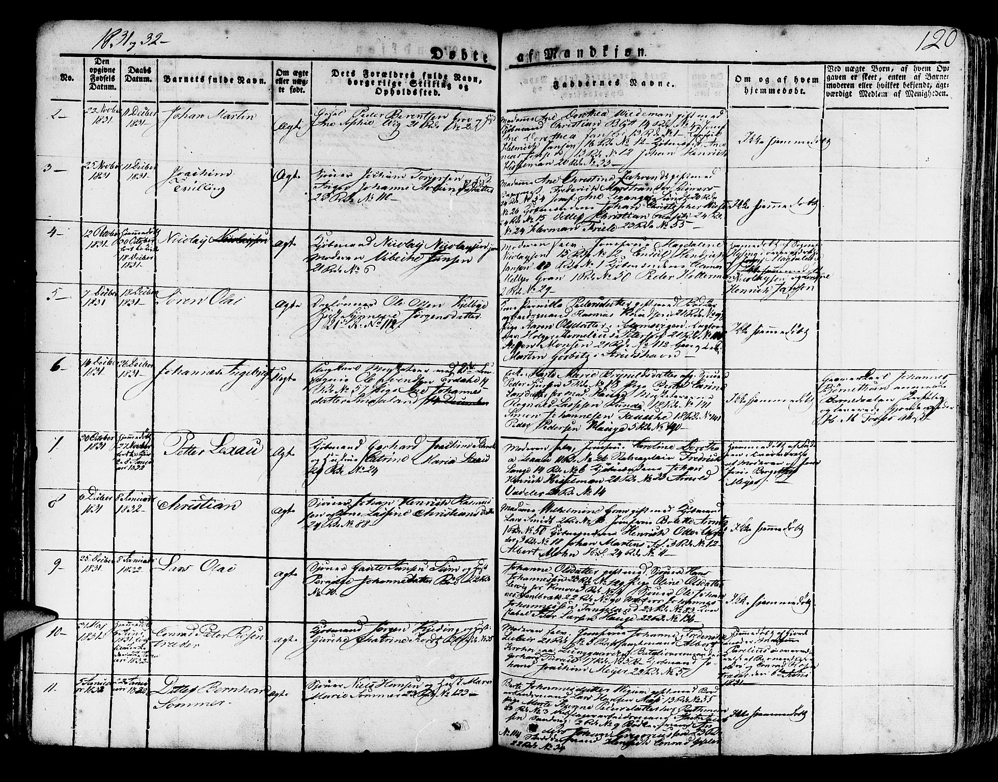 Korskirken sokneprestembete, SAB/A-76101/H/Haa/L0014: Parish register (official) no. A 14, 1823-1835, p. 120