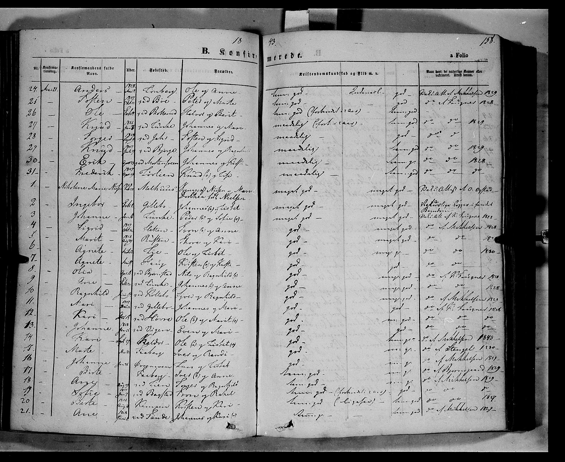 Øyer prestekontor, SAH/PREST-084/H/Ha/Haa/L0005: Parish register (official) no. 5, 1842-1857, p. 158