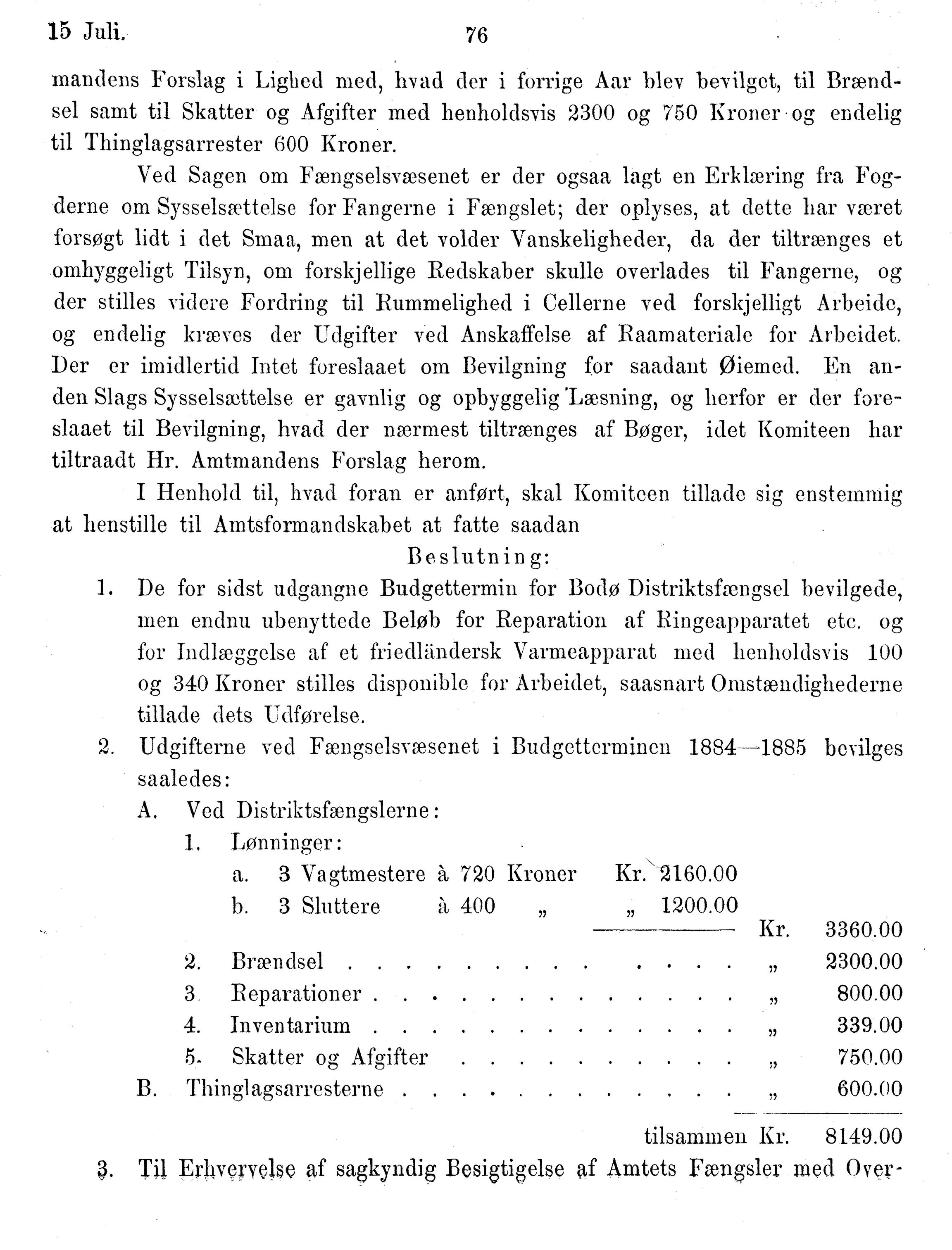 Nordland Fylkeskommune. Fylkestinget, AIN/NFK-17/176/A/Ac/L0014: Fylkestingsforhandlinger 1881-1885, 1881-1885