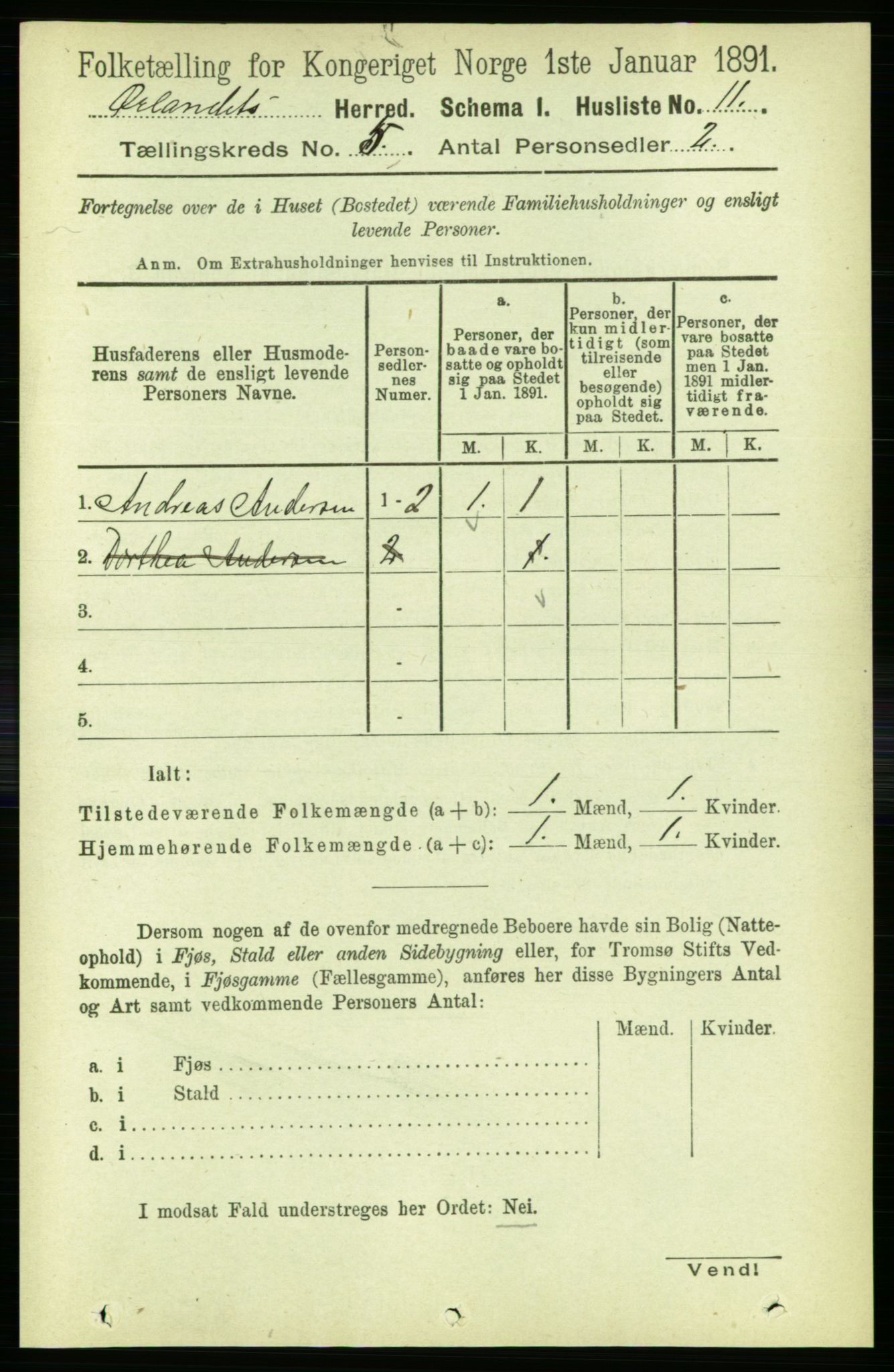 RA, 1891 census for 1621 Ørland, 1891, p. 1651