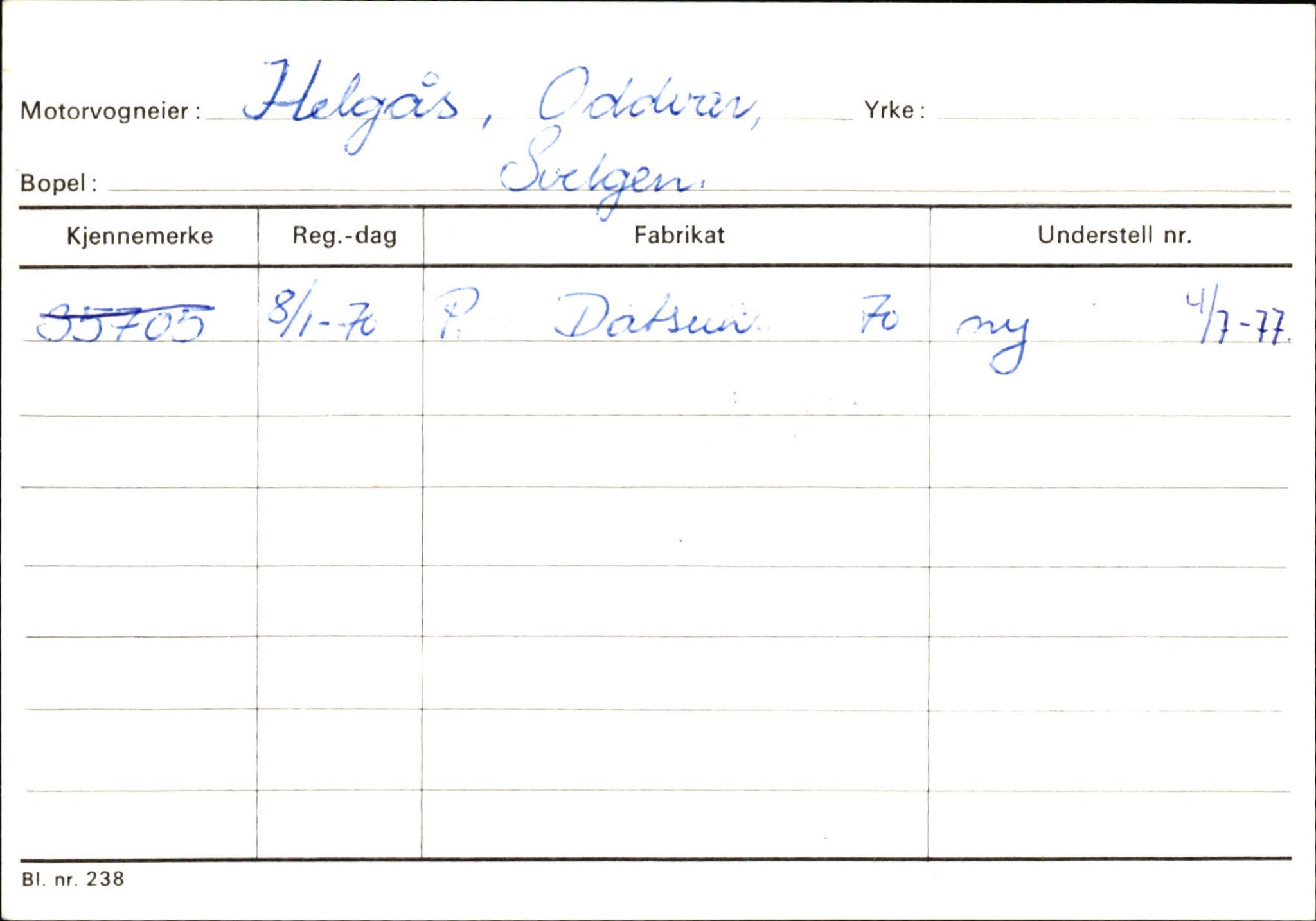 Statens vegvesen, Sogn og Fjordane vegkontor, SAB/A-5301/4/F/L0133: Eigarregister Bremanger A-Å. Gaular A-H, 1945-1975, p. 833