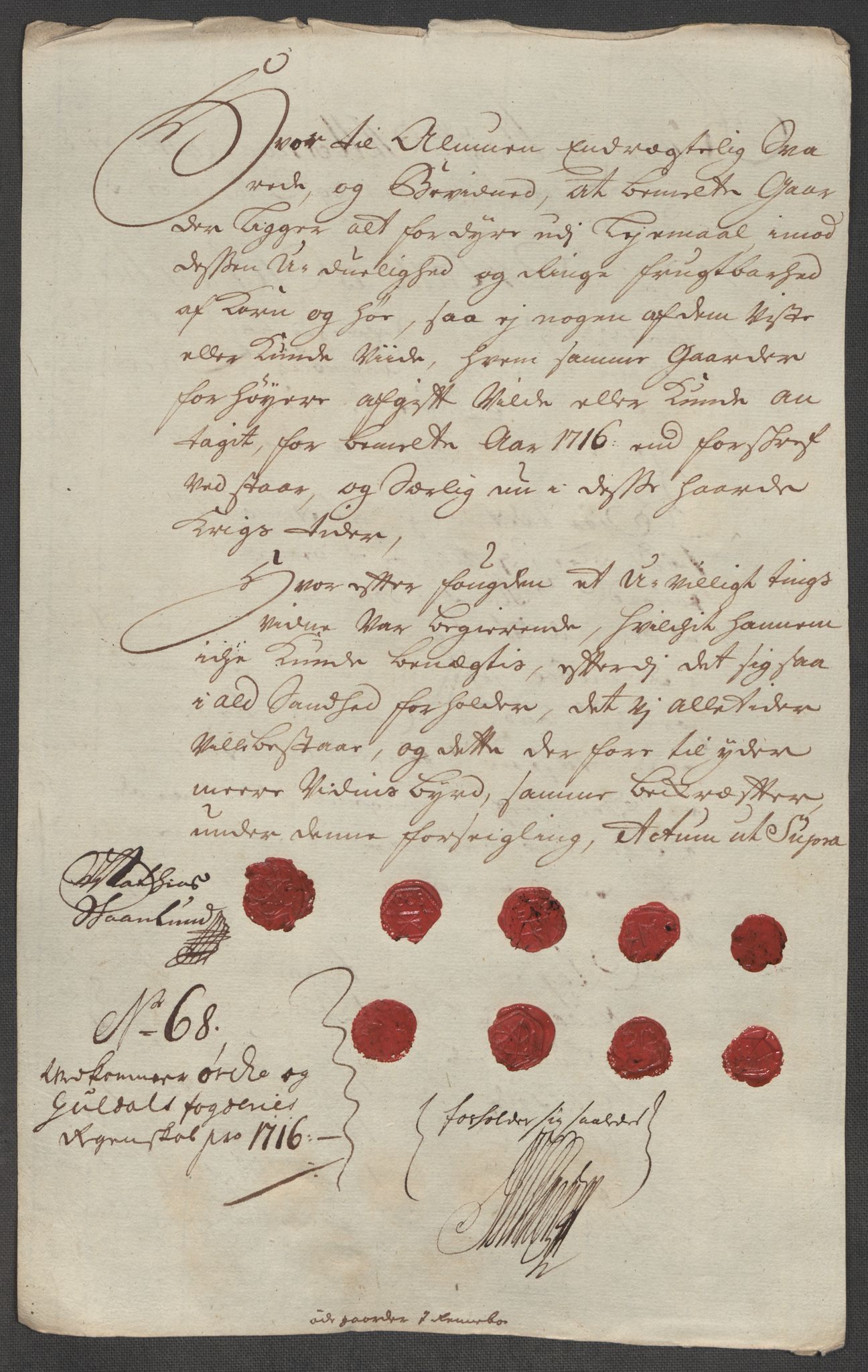 Rentekammeret inntil 1814, Reviderte regnskaper, Fogderegnskap, AV/RA-EA-4092/R60/L3968: Fogderegnskap Orkdal og Gauldal, 1716, p. 165