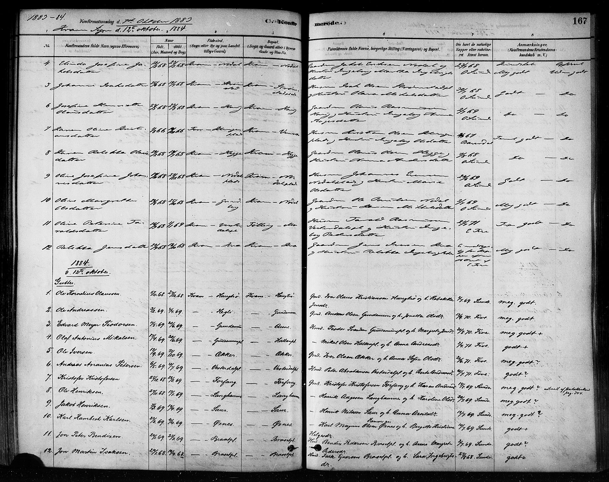 Ministerialprotokoller, klokkerbøker og fødselsregistre - Nord-Trøndelag, SAT/A-1458/746/L0449: Parish register (official) no. 746A07 /2, 1878-1899, p. 167