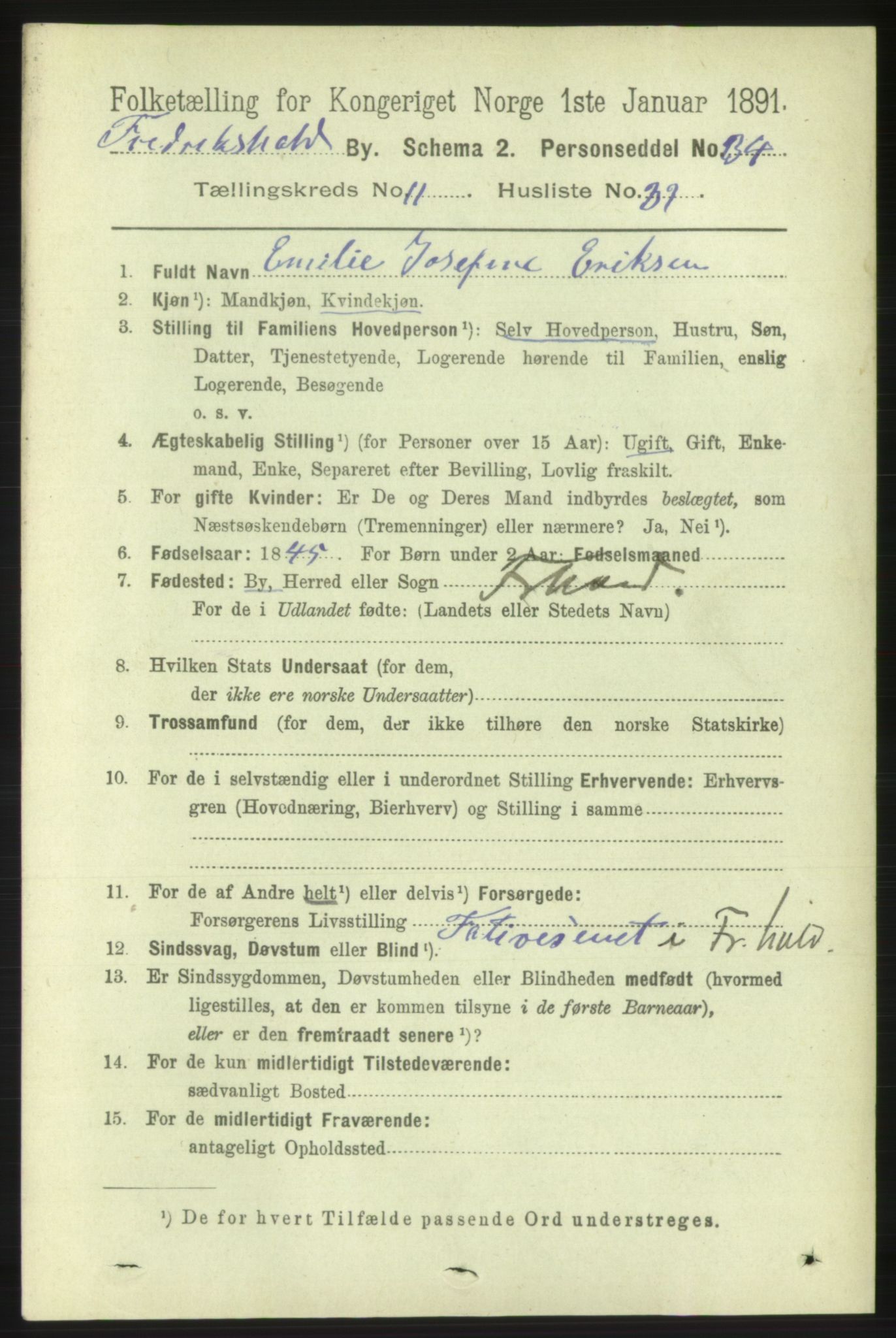 RA, 1891 census for 0101 Fredrikshald, 1891, p. 8211