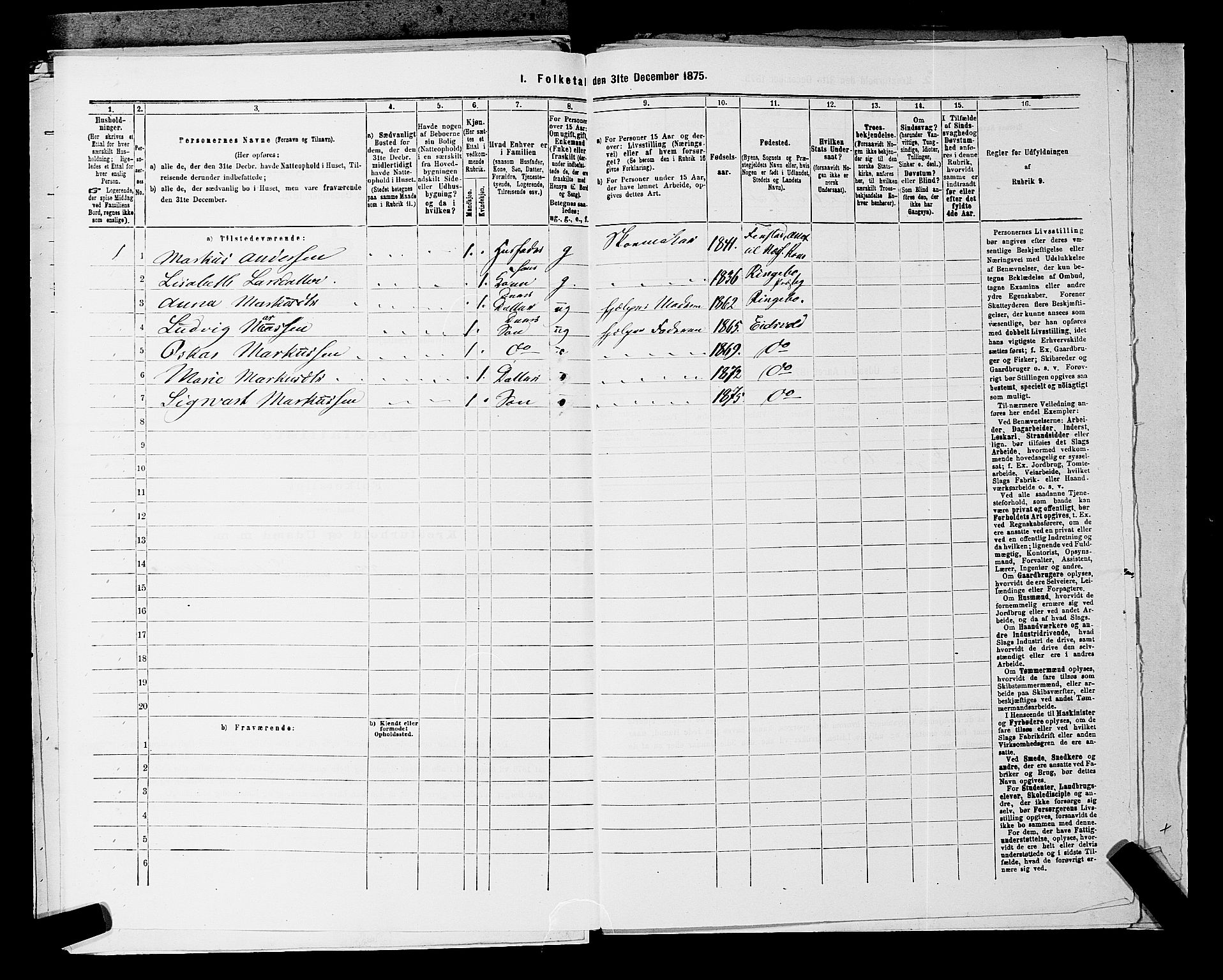 RA, 1875 census for 0237P Eidsvoll, 1875, p. 1450