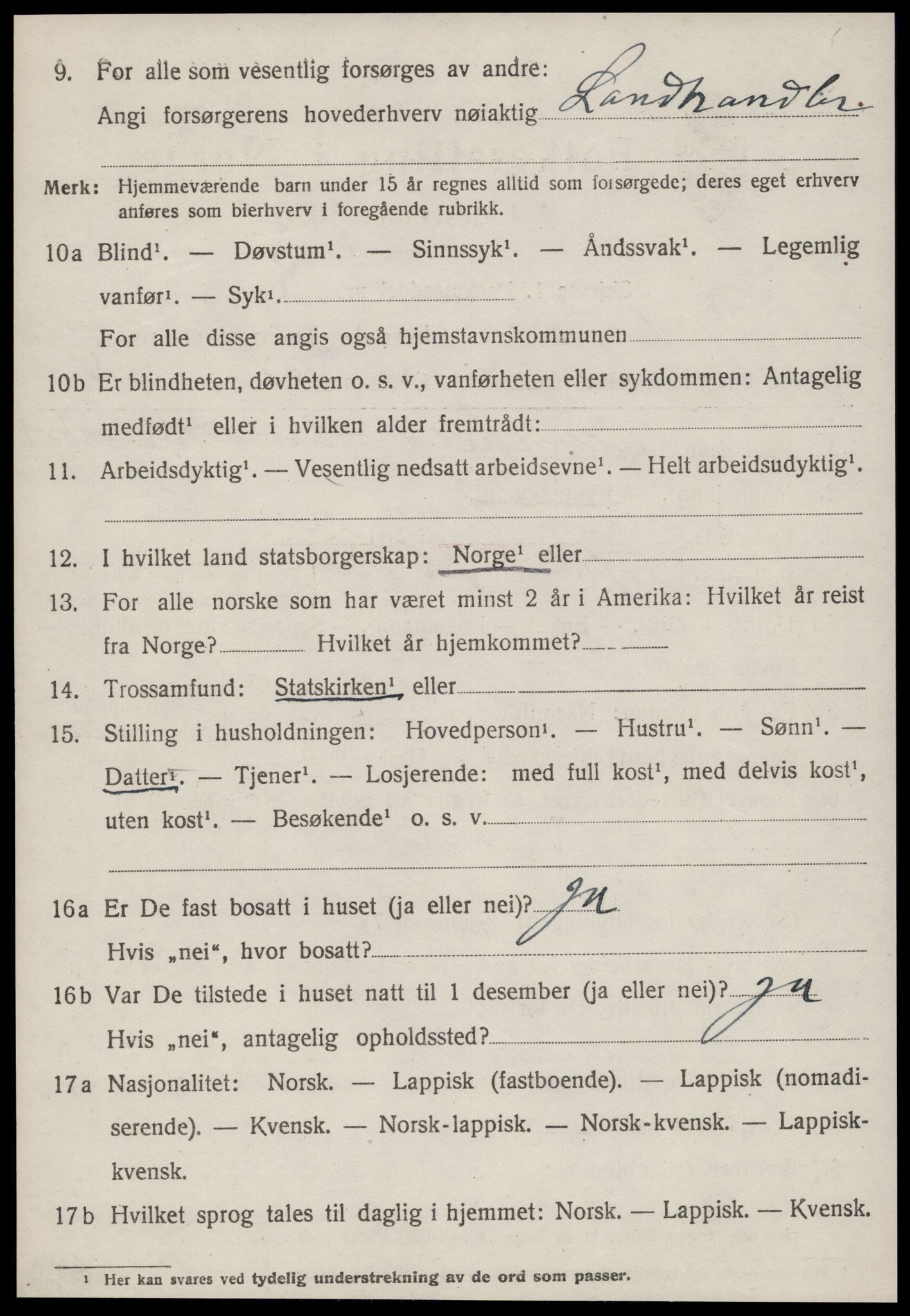 SAT, 1920 census for Oppdal, 1920, p. 9262