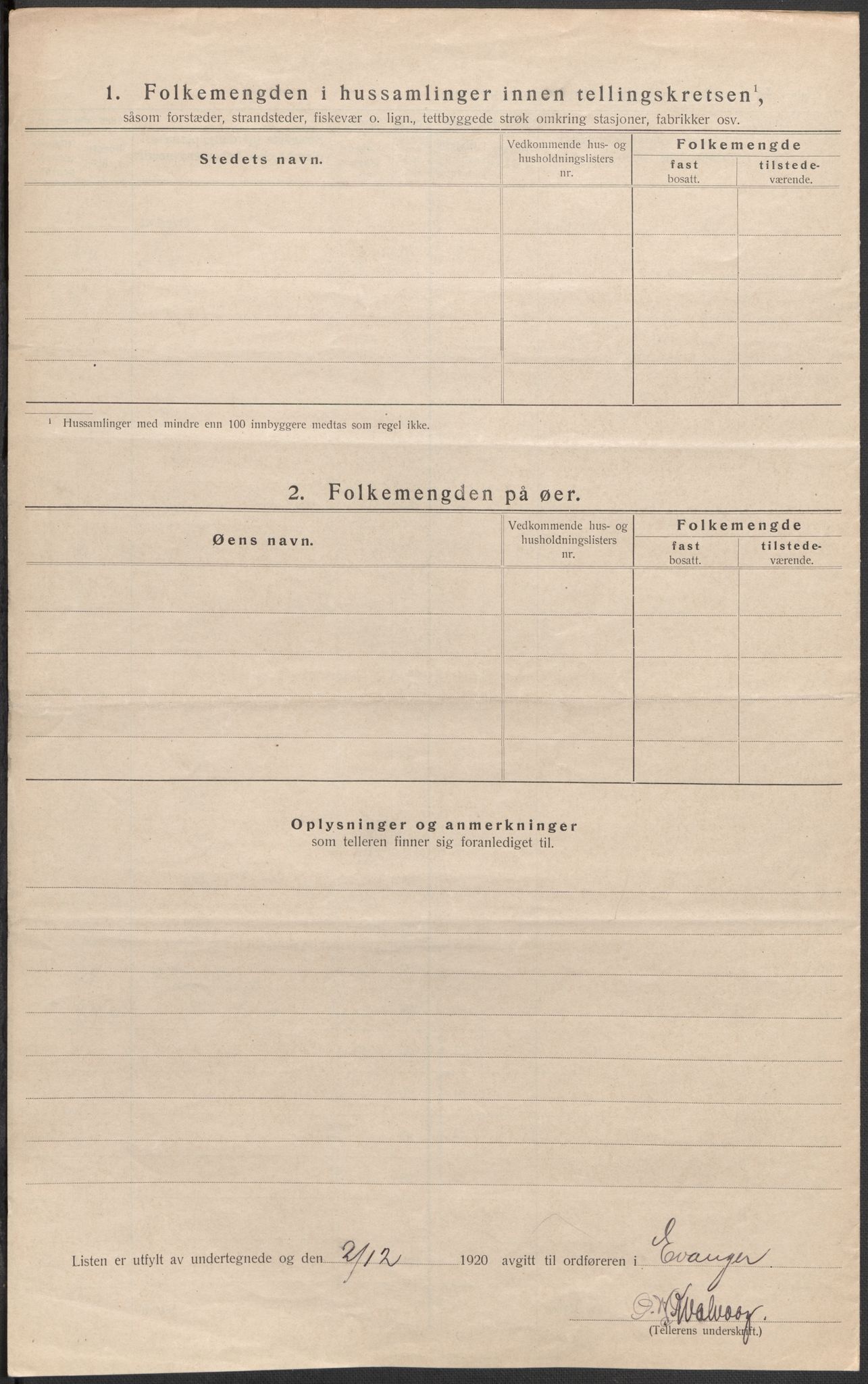 SAB, 1920 census for Evanger, 1920, p. 38