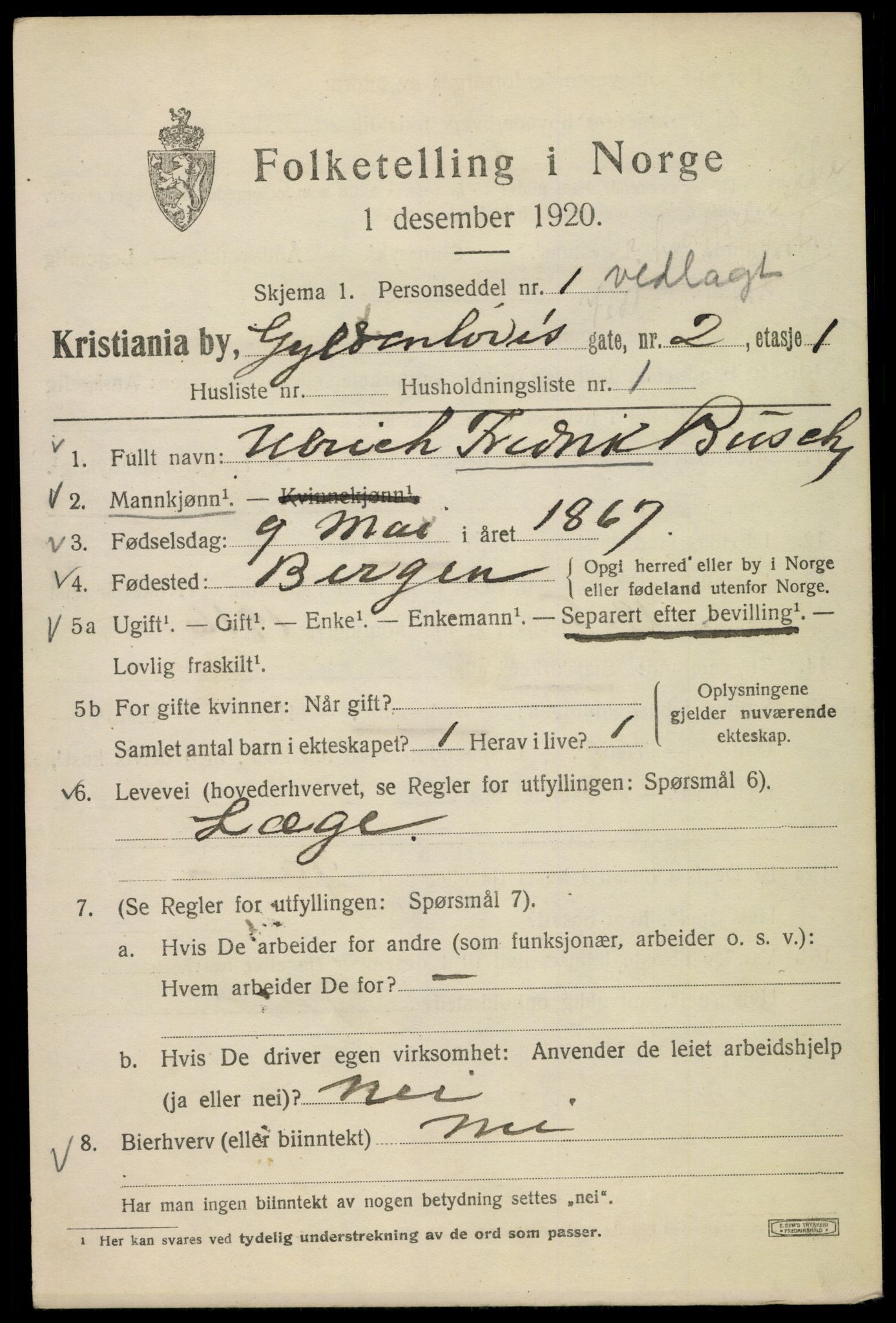 SAO, 1920 census for Kristiania, 1920, p. 261529