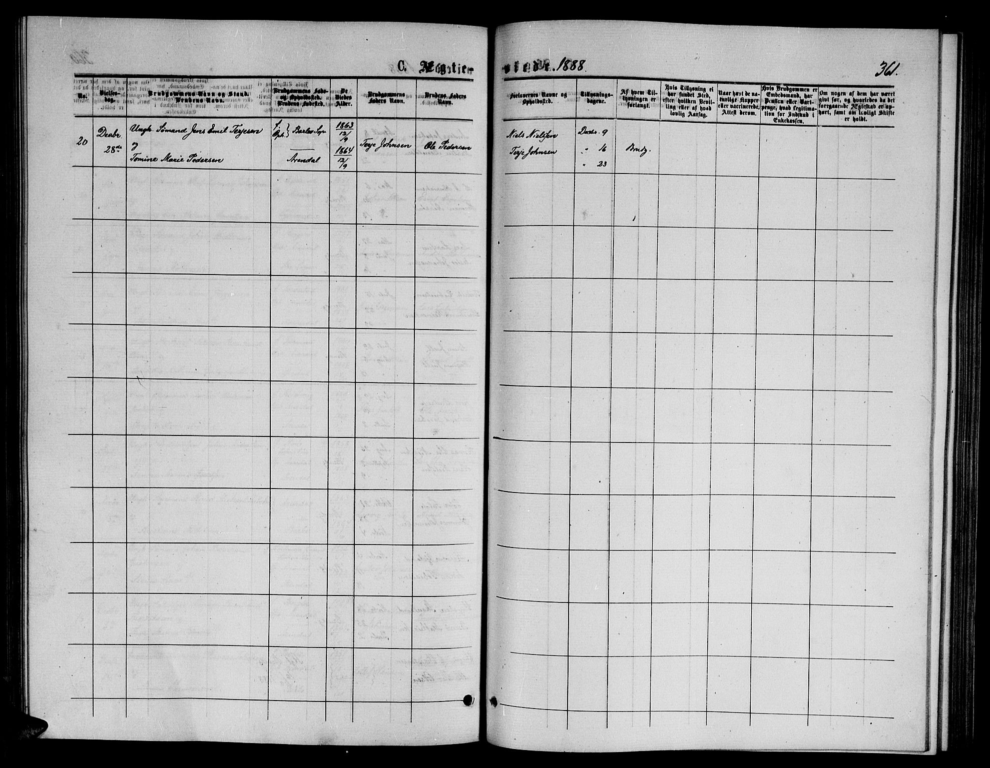 Arendal sokneprestkontor, Trefoldighet, SAK/1111-0040/F/Fb/L0005: Parish register (copy) no. B 5, 1874-1888, p. 361