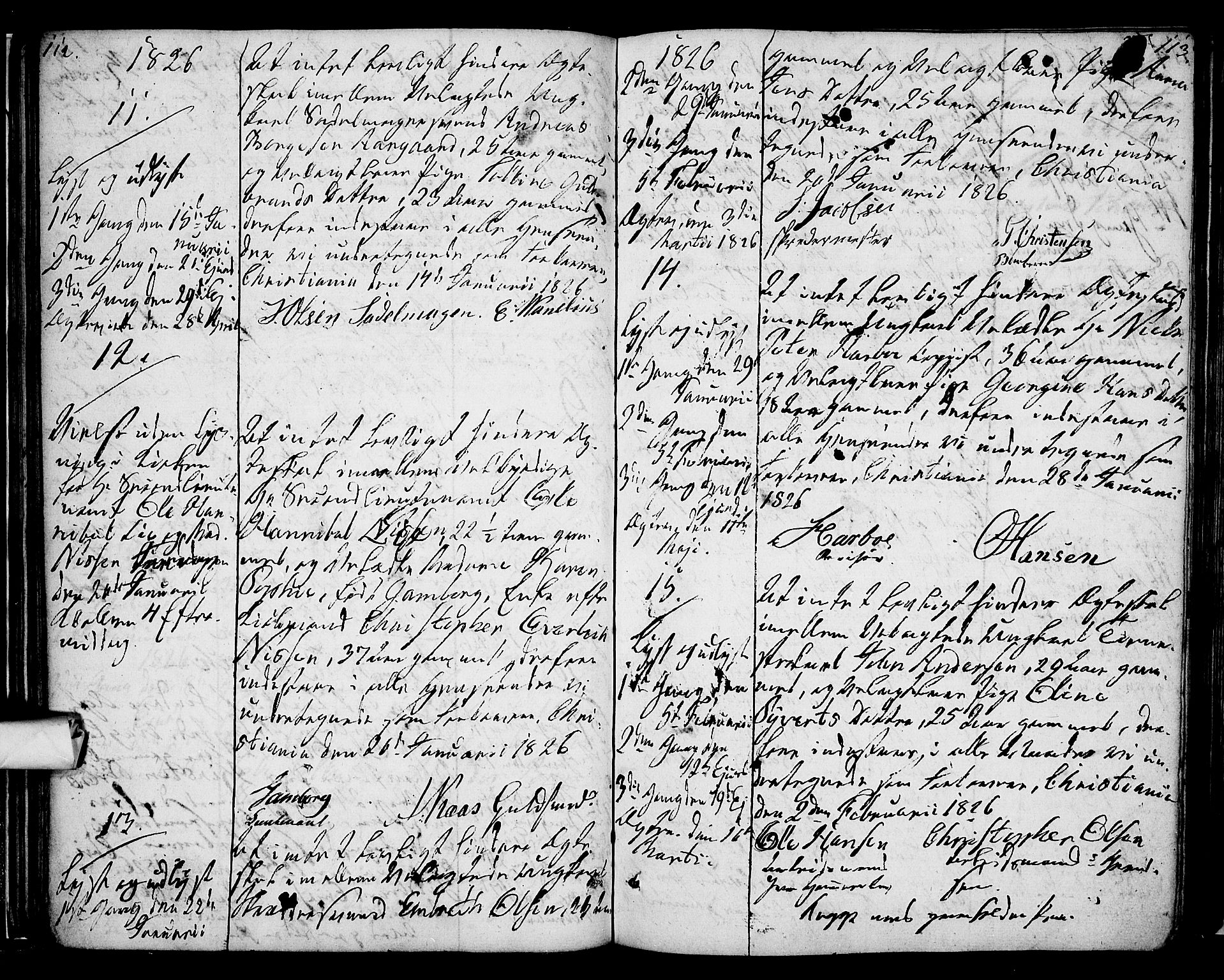 Oslo domkirke Kirkebøker, SAO/A-10752/L/La/L0013: Best man's statements no. 13, 1822-1837, p. 112-113