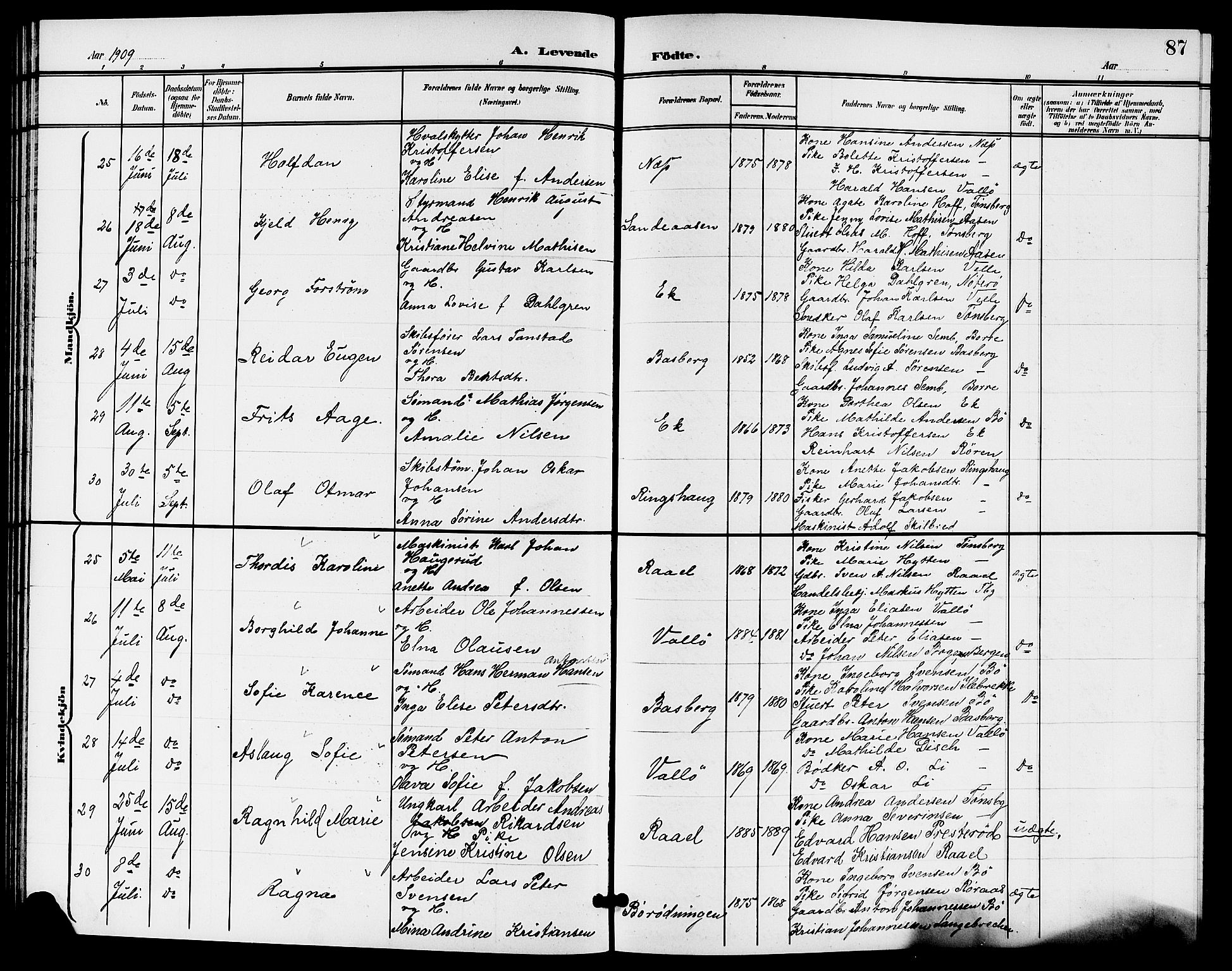 Sem kirkebøker, AV/SAKO-A-5/G/Gb/L0003: Parish register (copy) no. II 3, 1900-1913, p. 87