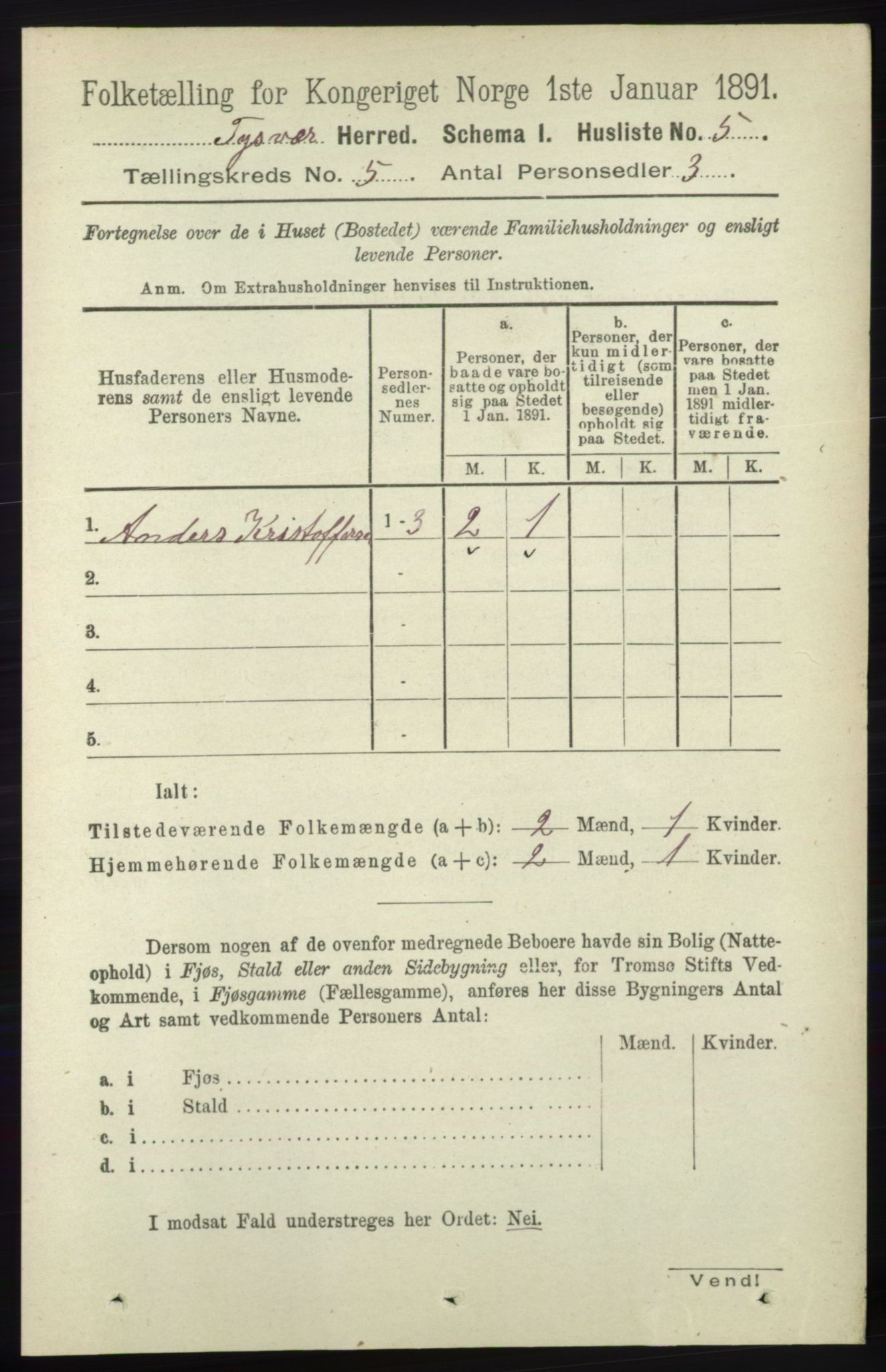 RA, 1891 census for 1146 Tysvær, 1891, p. 1791