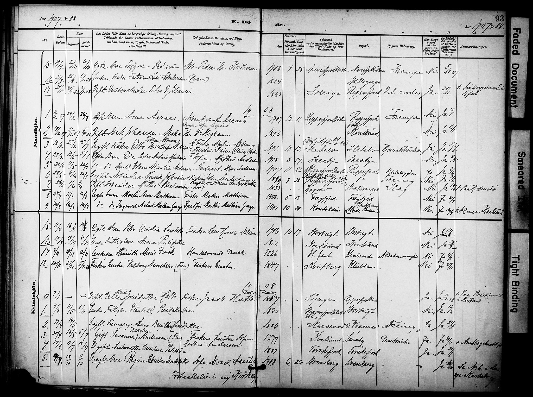 Hammerfest sokneprestkontor, SATØ/S-1347/H/Ha/L0012.kirke: Parish register (official) no. 12, 1898-1908, p. 93