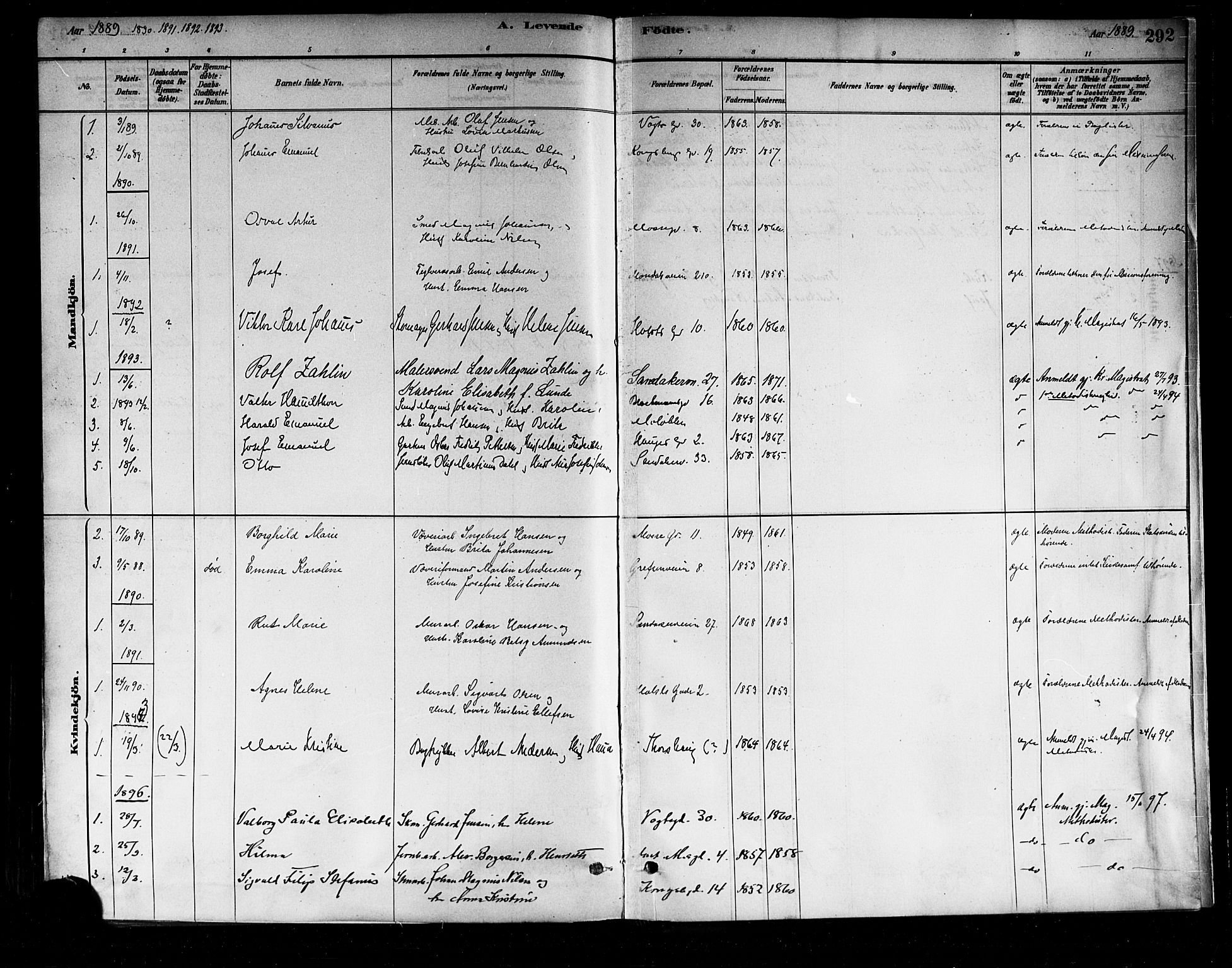 Sagene prestekontor Kirkebøker, SAO/A-10796/F/L0001: Parish register (official) no. 1, 1880-1893, p. 292