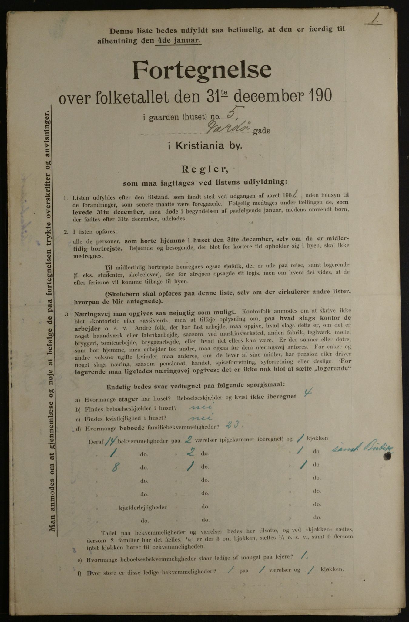 OBA, Municipal Census 1901 for Kristiania, 1901, p. 18699