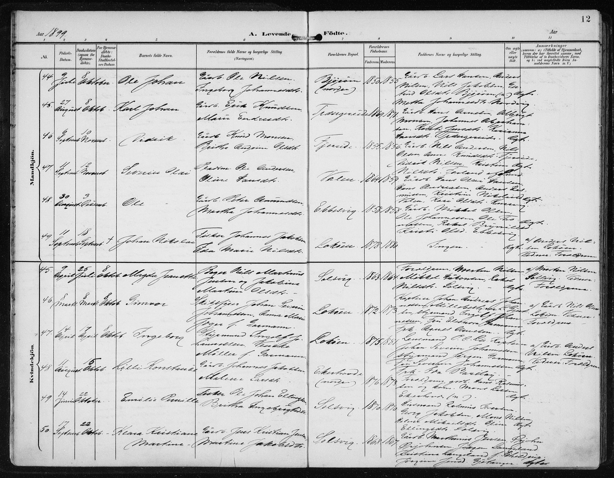 Fjell sokneprestembete, SAB/A-75301/H/Haa: Parish register (official) no. A  9, 1899-1910, p. 12
