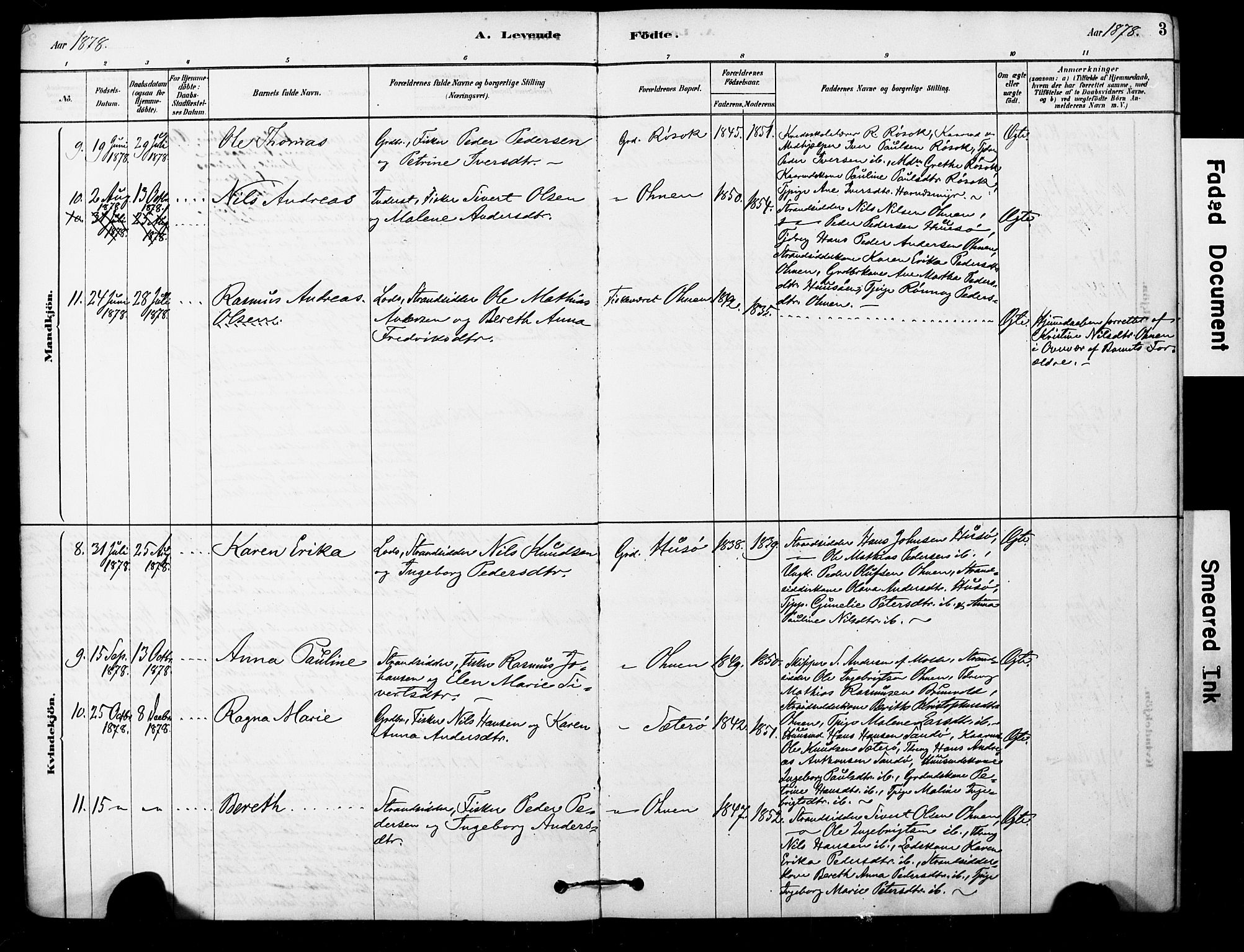 Ministerialprotokoller, klokkerbøker og fødselsregistre - Møre og Romsdal, AV/SAT-A-1454/561/L0729: Parish register (official) no. 561A03, 1878-1900, p. 3