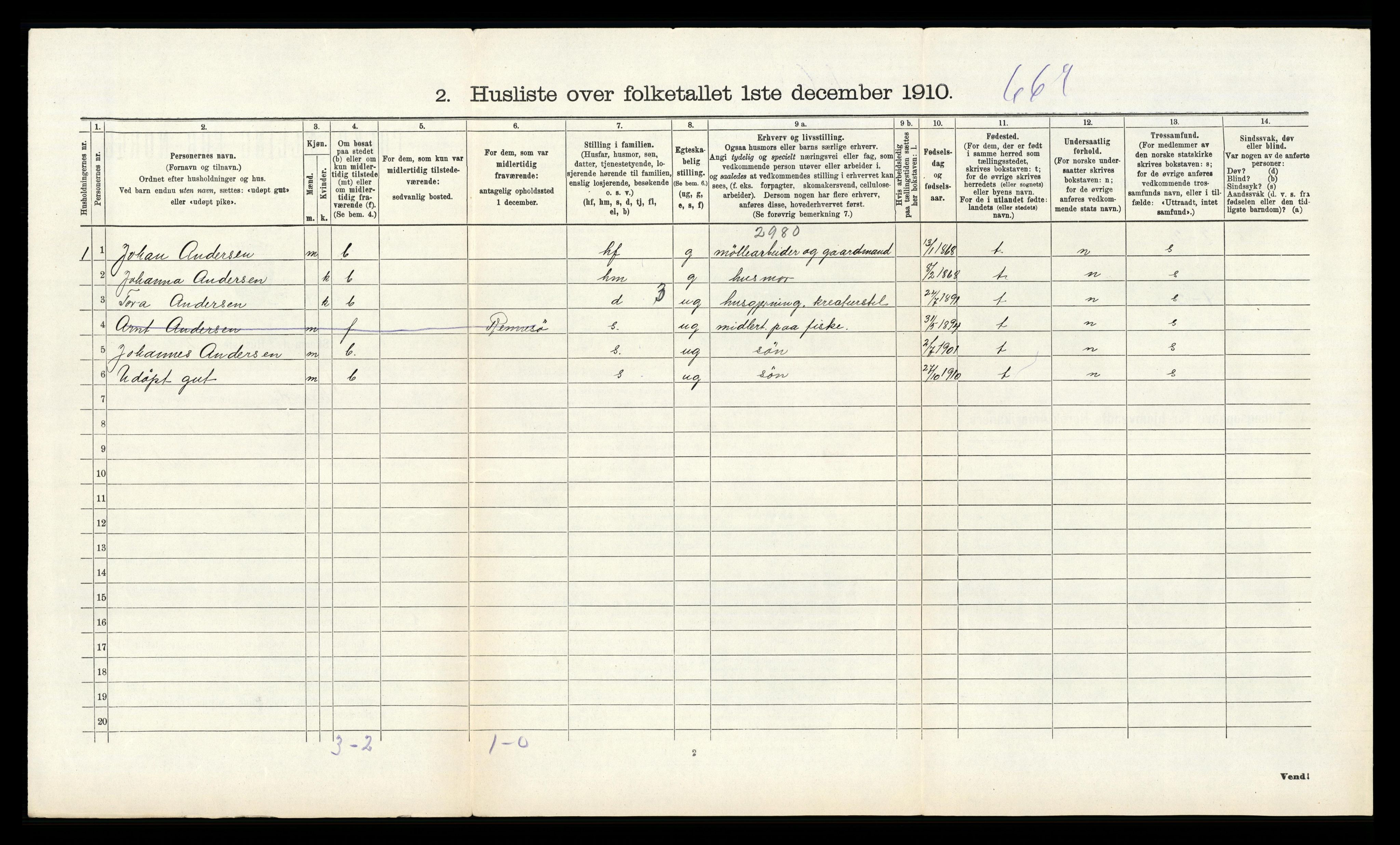 RA, 1910 census for Strand, 1910, p. 510