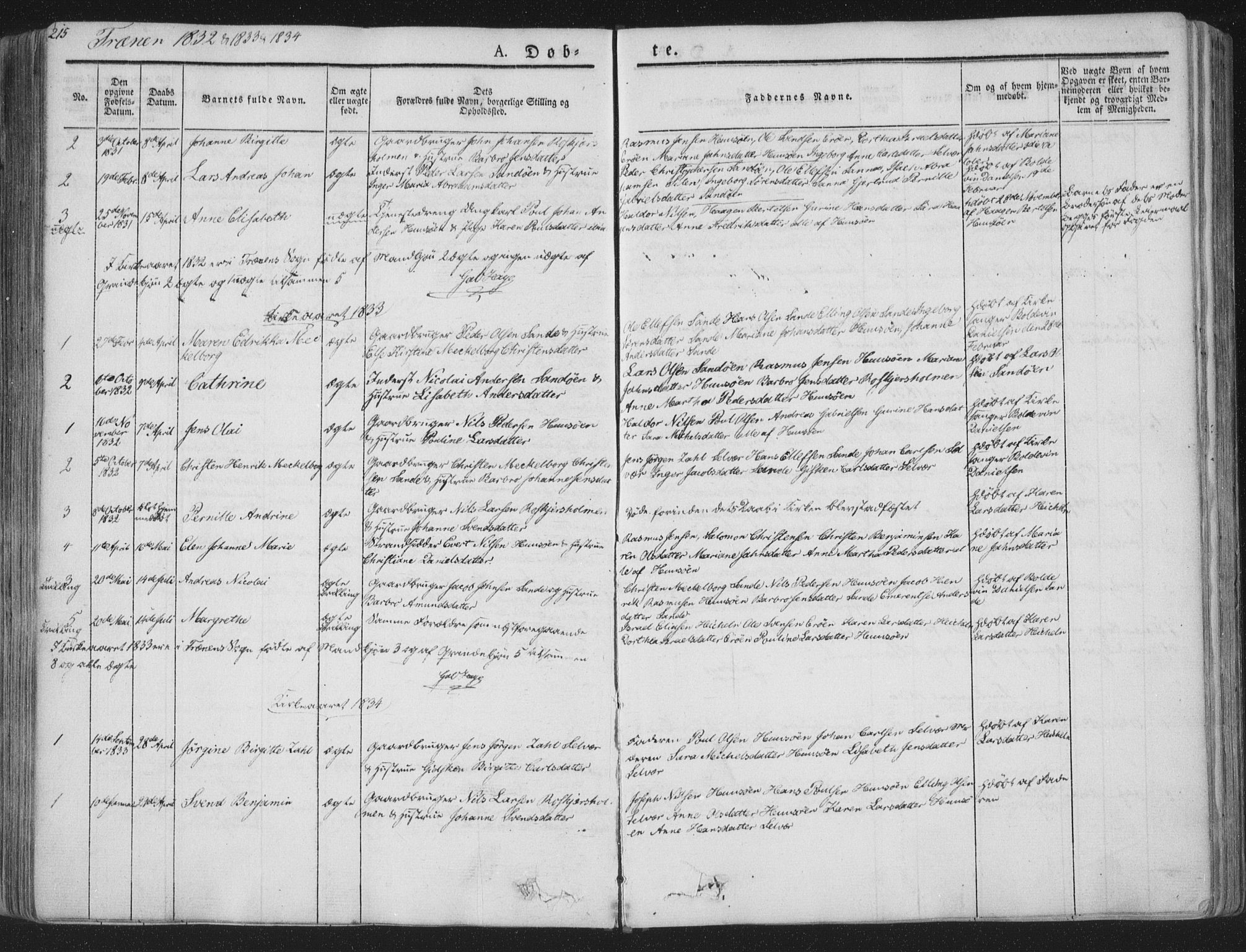 Ministerialprotokoller, klokkerbøker og fødselsregistre - Nordland, SAT/A-1459/839/L0565: Parish register (official) no. 839A02, 1825-1862, p. 215