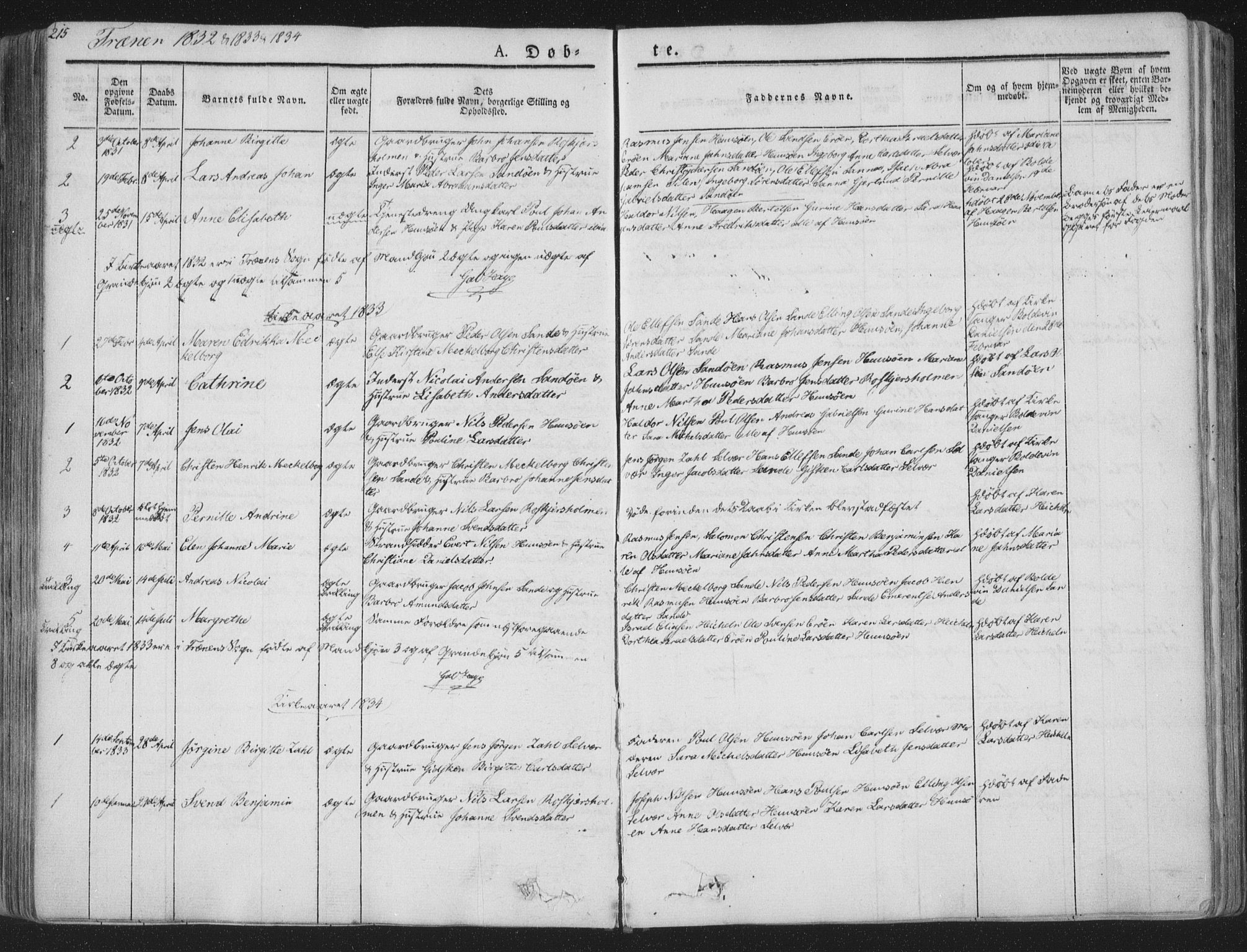 Ministerialprotokoller, klokkerbøker og fødselsregistre - Nordland, AV/SAT-A-1459/839/L0565: Parish register (official) no. 839A02, 1825-1862, p. 215