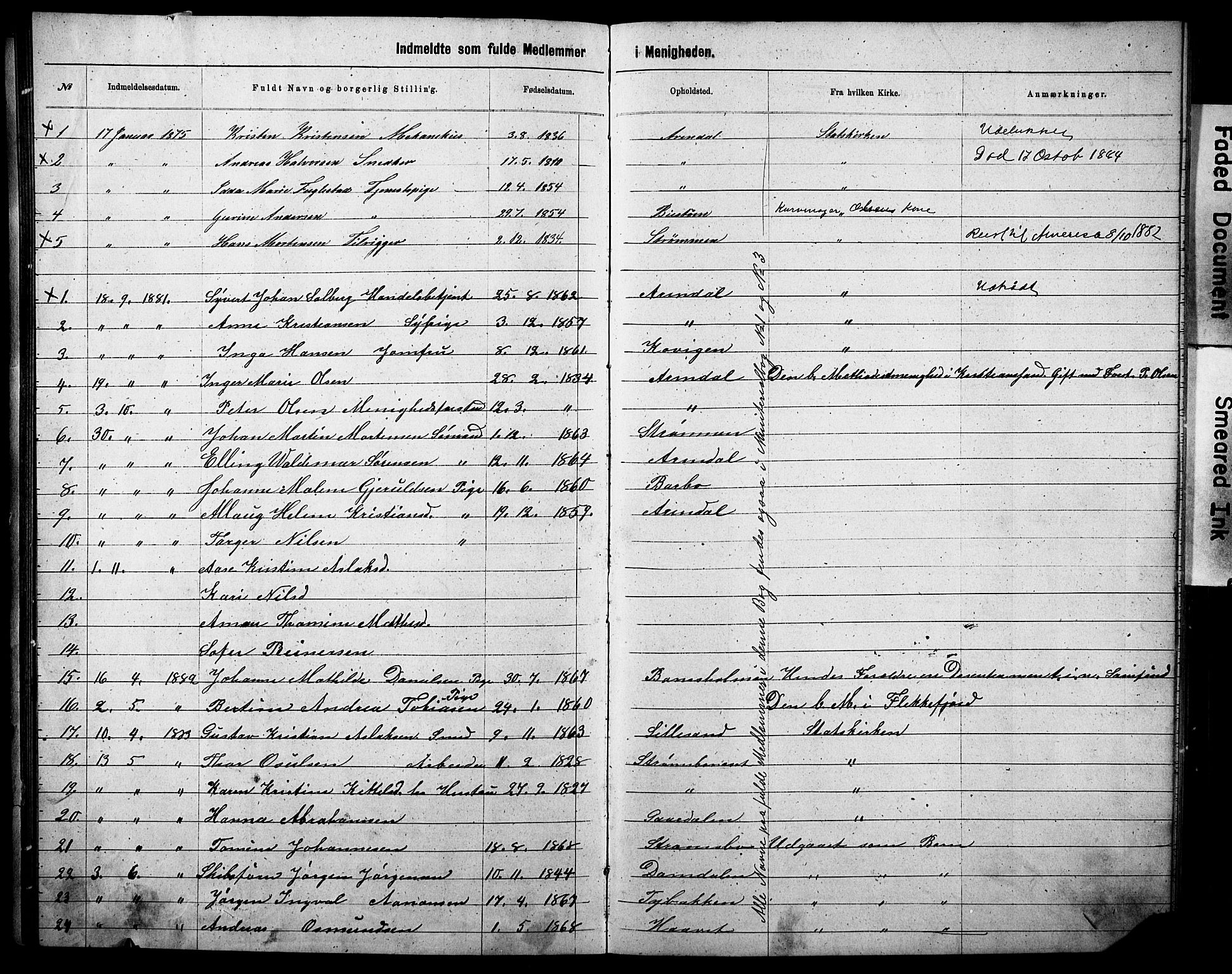 Metodistmenigheten, Arendal, AV/SAK-1292-0011/F/Fa/L0002: Dissenter register no. F-3, 1867-1884