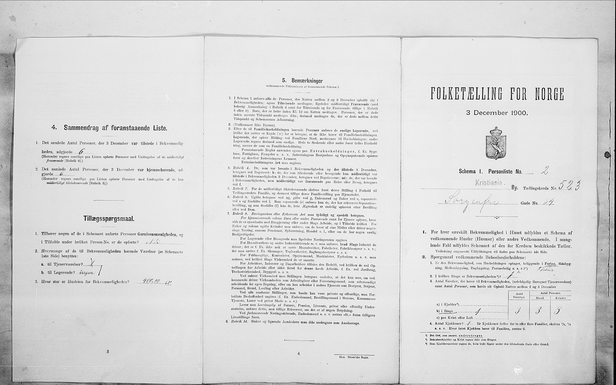 SAO, 1900 census for Kristiania, 1900, p. 88954