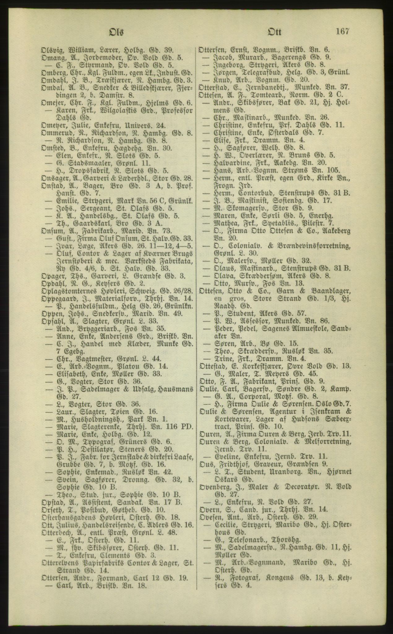 Kristiania/Oslo adressebok, PUBL/-, 1881, p. 167