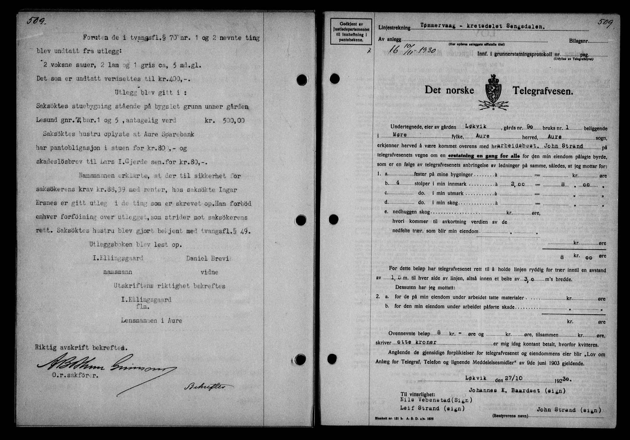 Nordmøre sorenskriveri, AV/SAT-A-4132/1/2/2Ca/L0070: Mortgage book no. 60, 1930-1930, Deed date: 10.11.1930