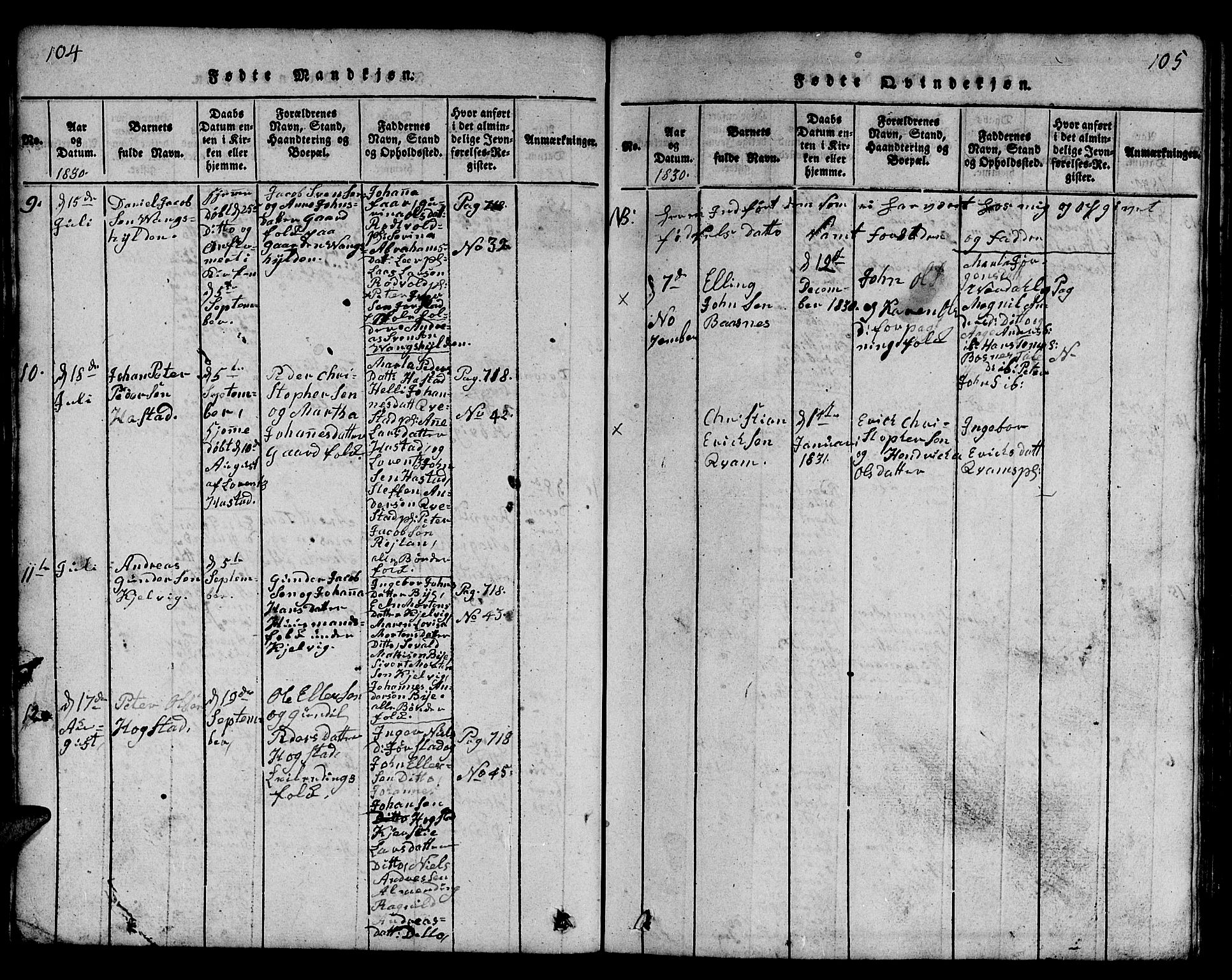 Ministerialprotokoller, klokkerbøker og fødselsregistre - Nord-Trøndelag, SAT/A-1458/730/L0298: Parish register (copy) no. 730C01, 1816-1849, p. 104-105