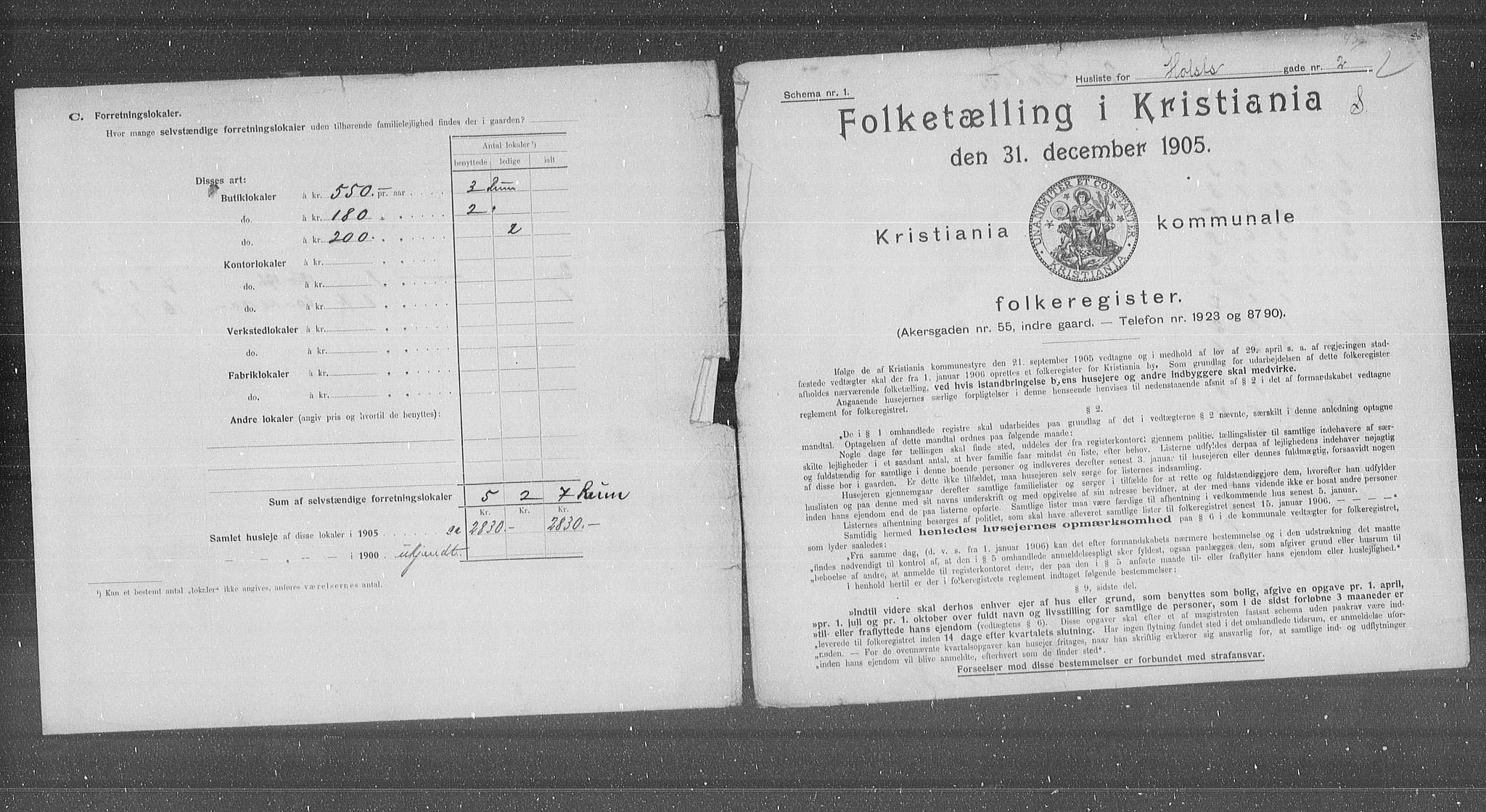 OBA, Municipal Census 1905 for Kristiania, 1905, p. 21252