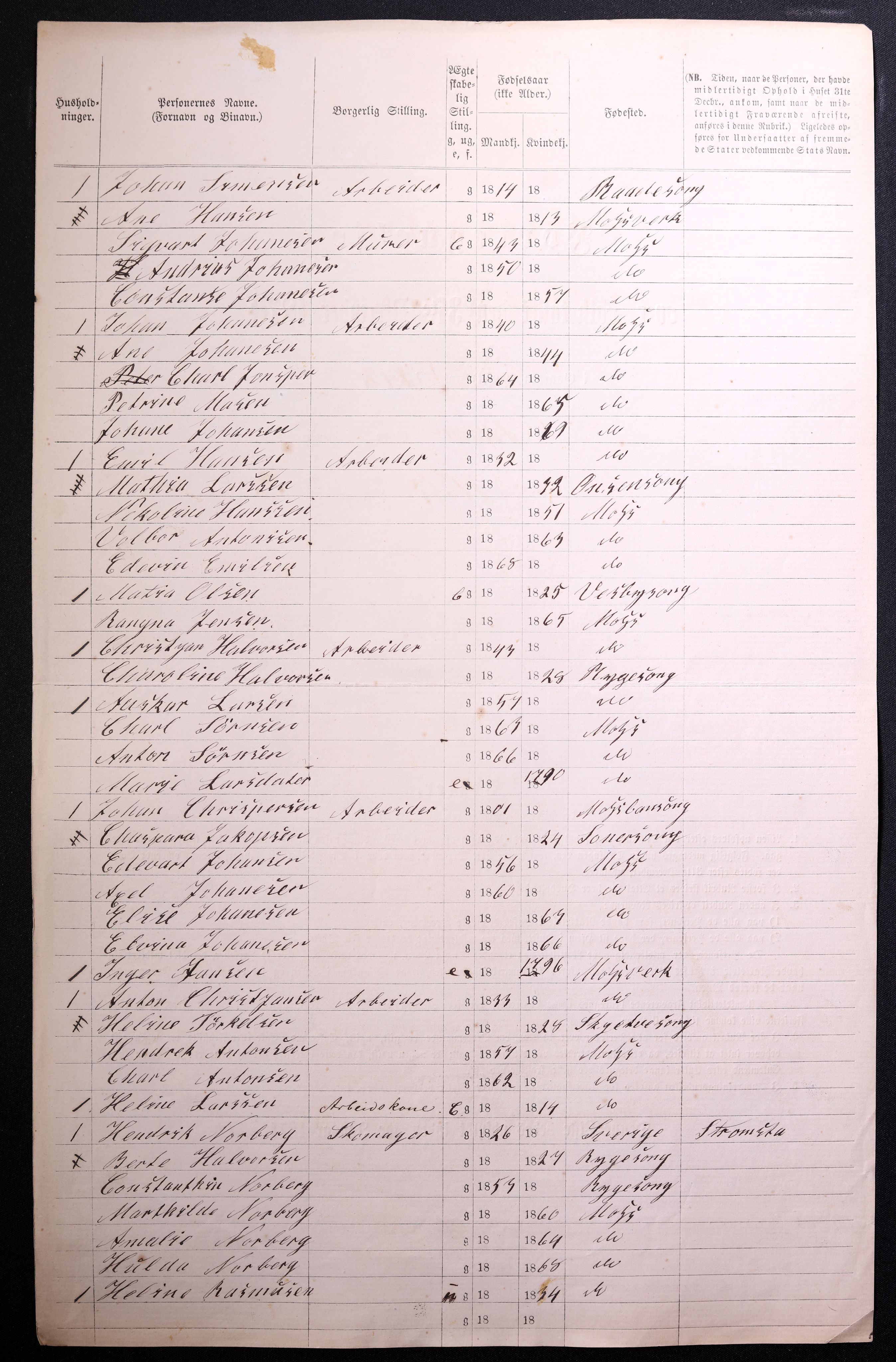 RA, 1870 census for 0104 Moss, 1870, p. 378