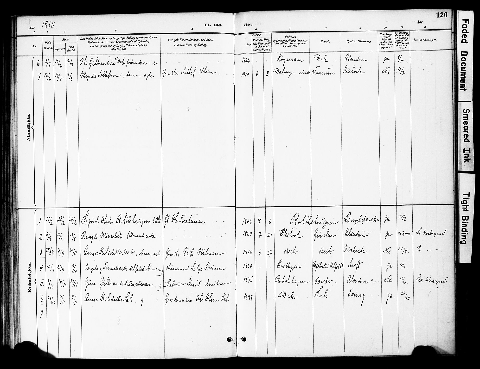 Øystre Slidre prestekontor, SAH/PREST-138/H/Ha/Haa/L0004: Parish register (official) no. 4, 1887-1910, p. 126