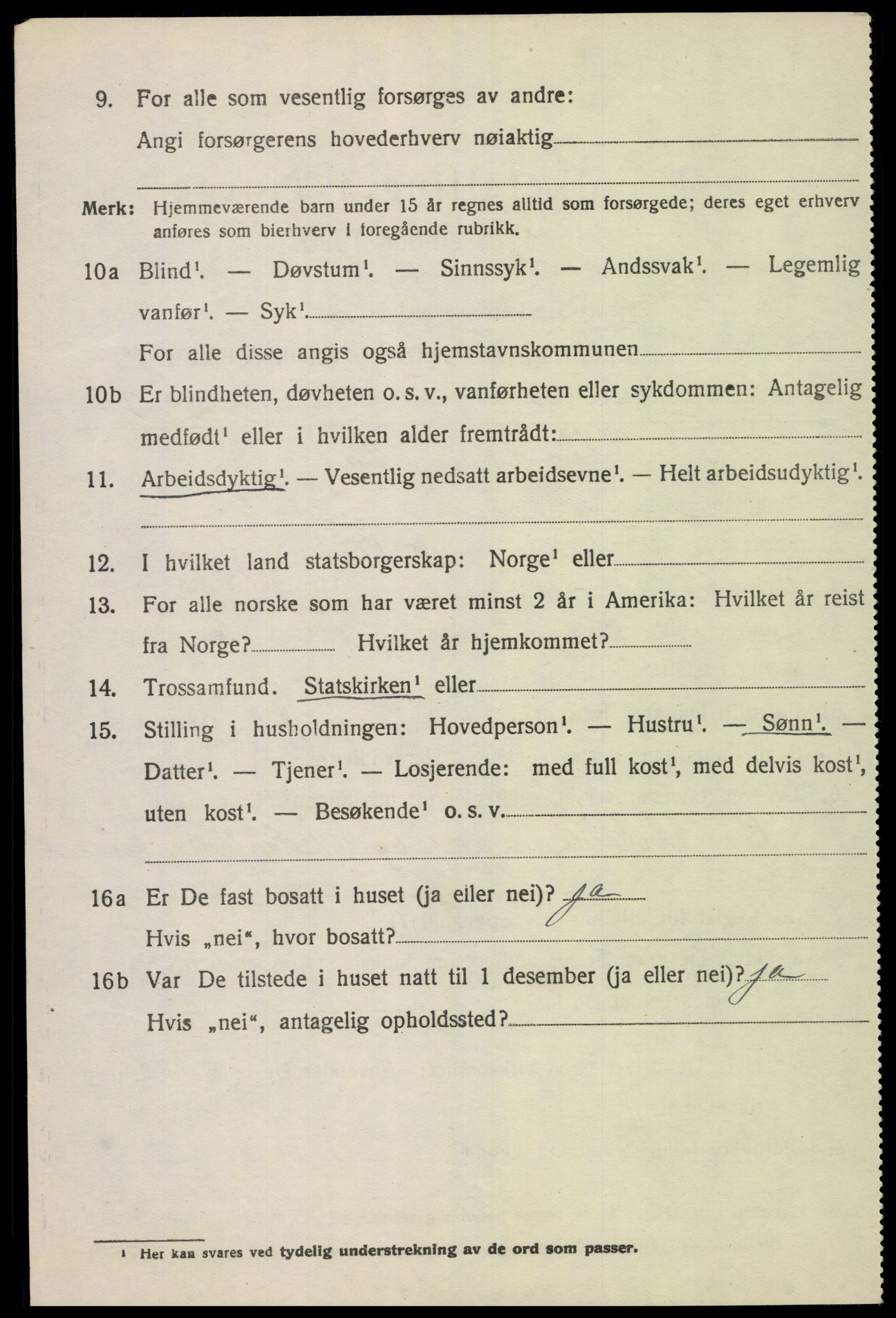 SAK, 1920 census for Austad, 1920, p. 2604