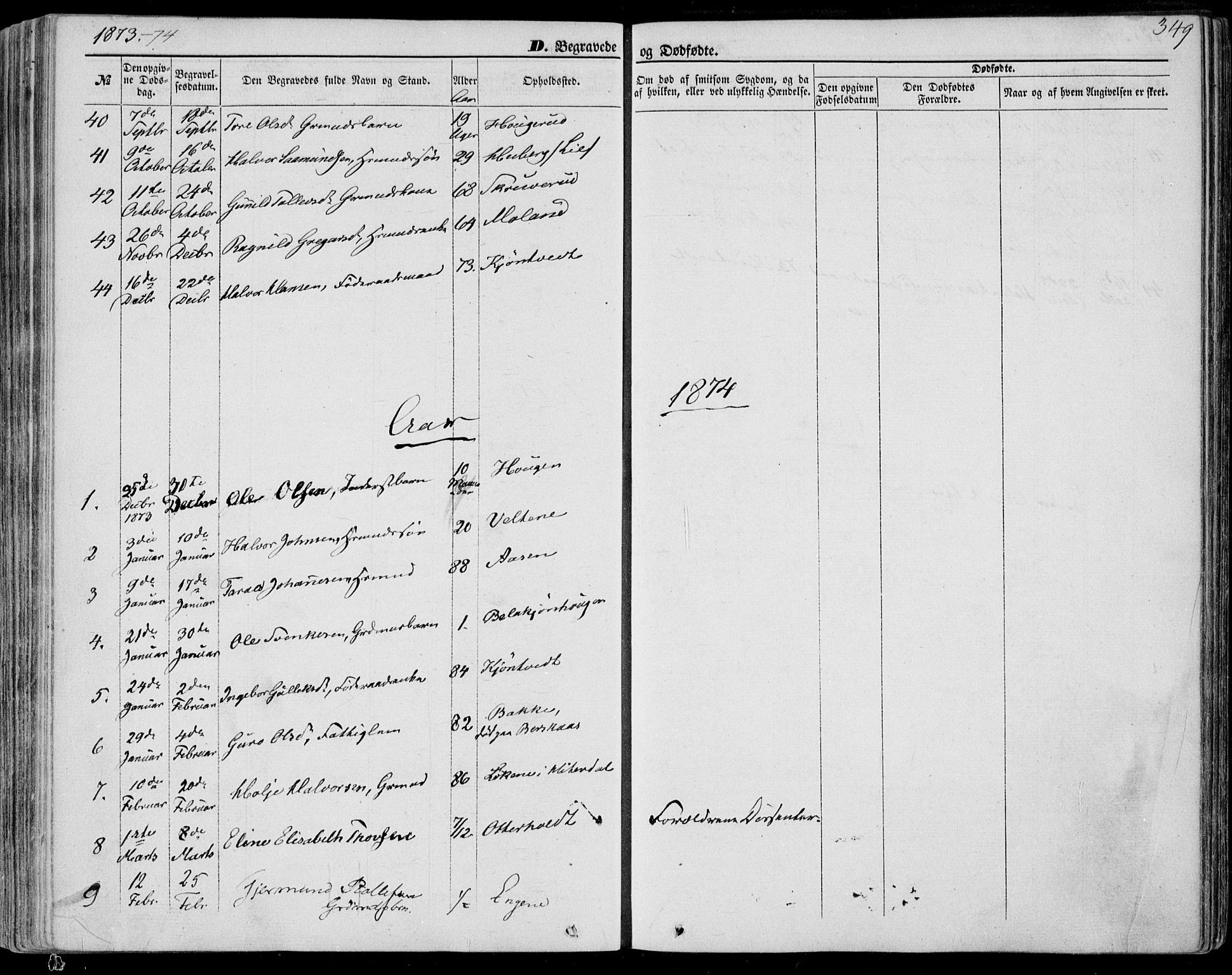 Bø kirkebøker, SAKO/A-257/F/Fa/L0009: Parish register (official) no. 9, 1862-1879, p. 349