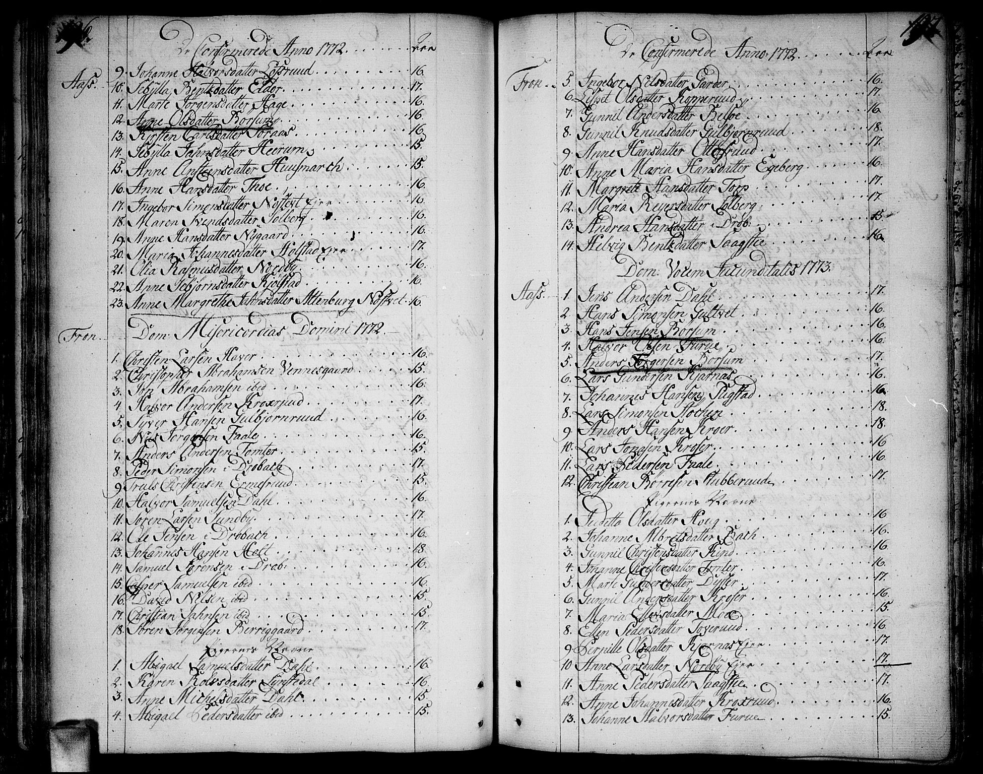 Ås prestekontor Kirkebøker, SAO/A-10894/F/Fa/L0001: Parish register (official) no. I 1, 1742-1778, p. 196-197