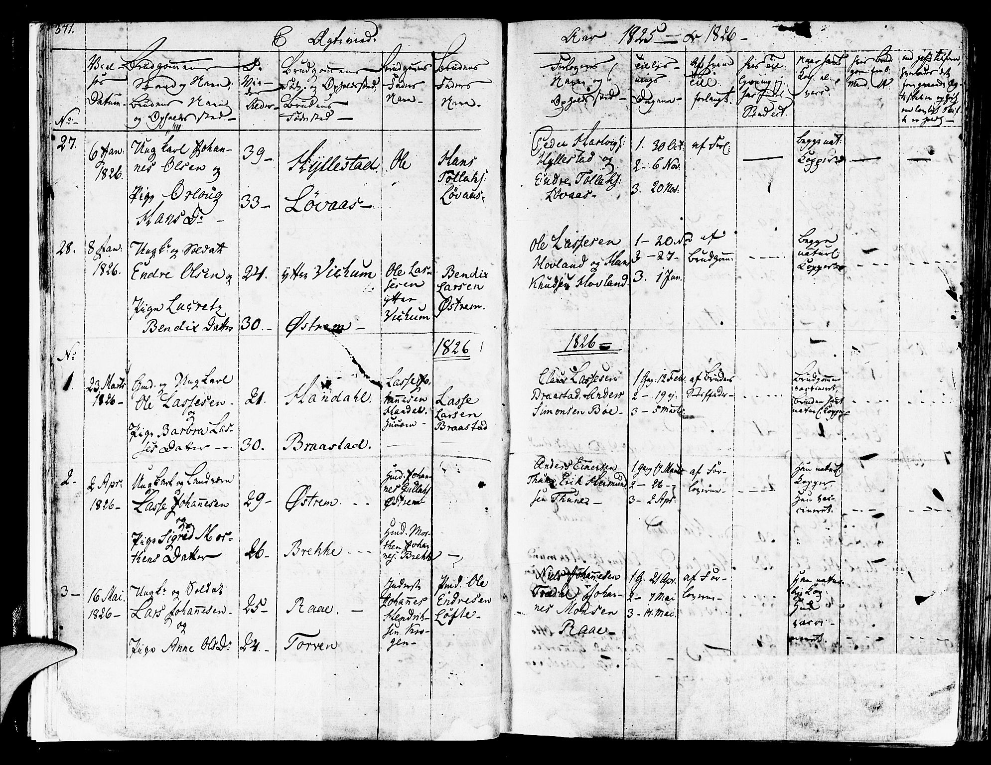 Lavik sokneprestembete, SAB/A-80901: Parish register (official) no. A 2II, 1821-1842, p. 371