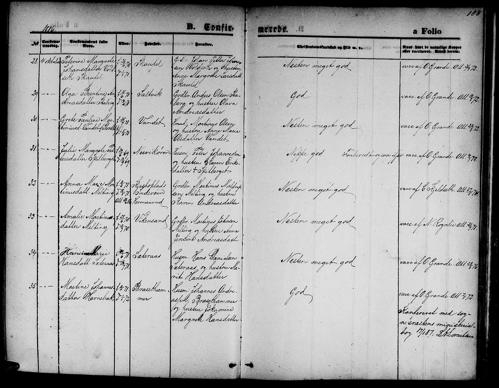 Ministerialprotokoller, klokkerbøker og fødselsregistre - Nord-Trøndelag, SAT/A-1458/733/L0326: Parish register (copy) no. 733C01, 1871-1887, p. 108