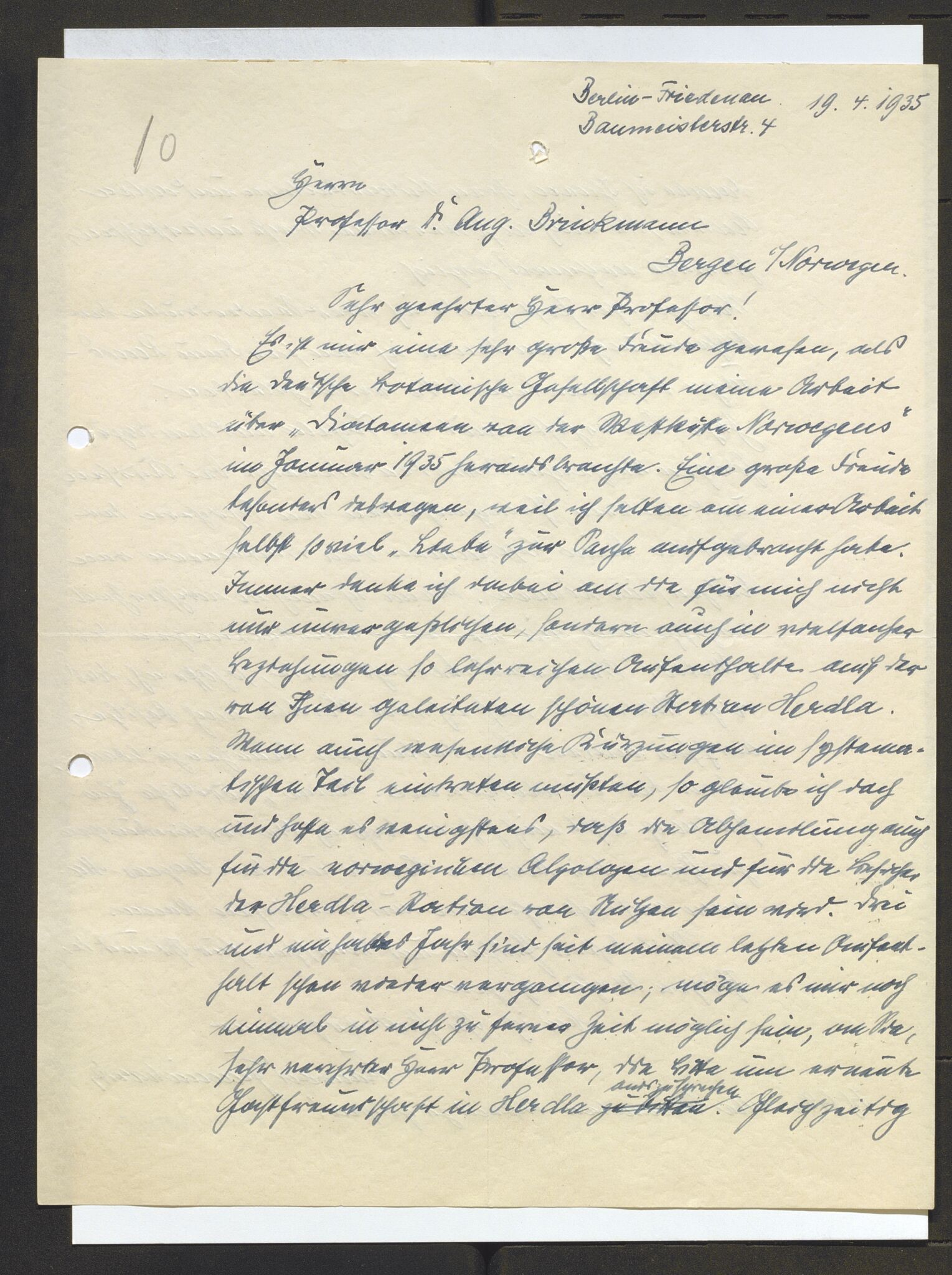 Bergens Museum, AV/SAB-A-17301/13/D/L0002: Korrespondanse , 1928-1940, p. 459
