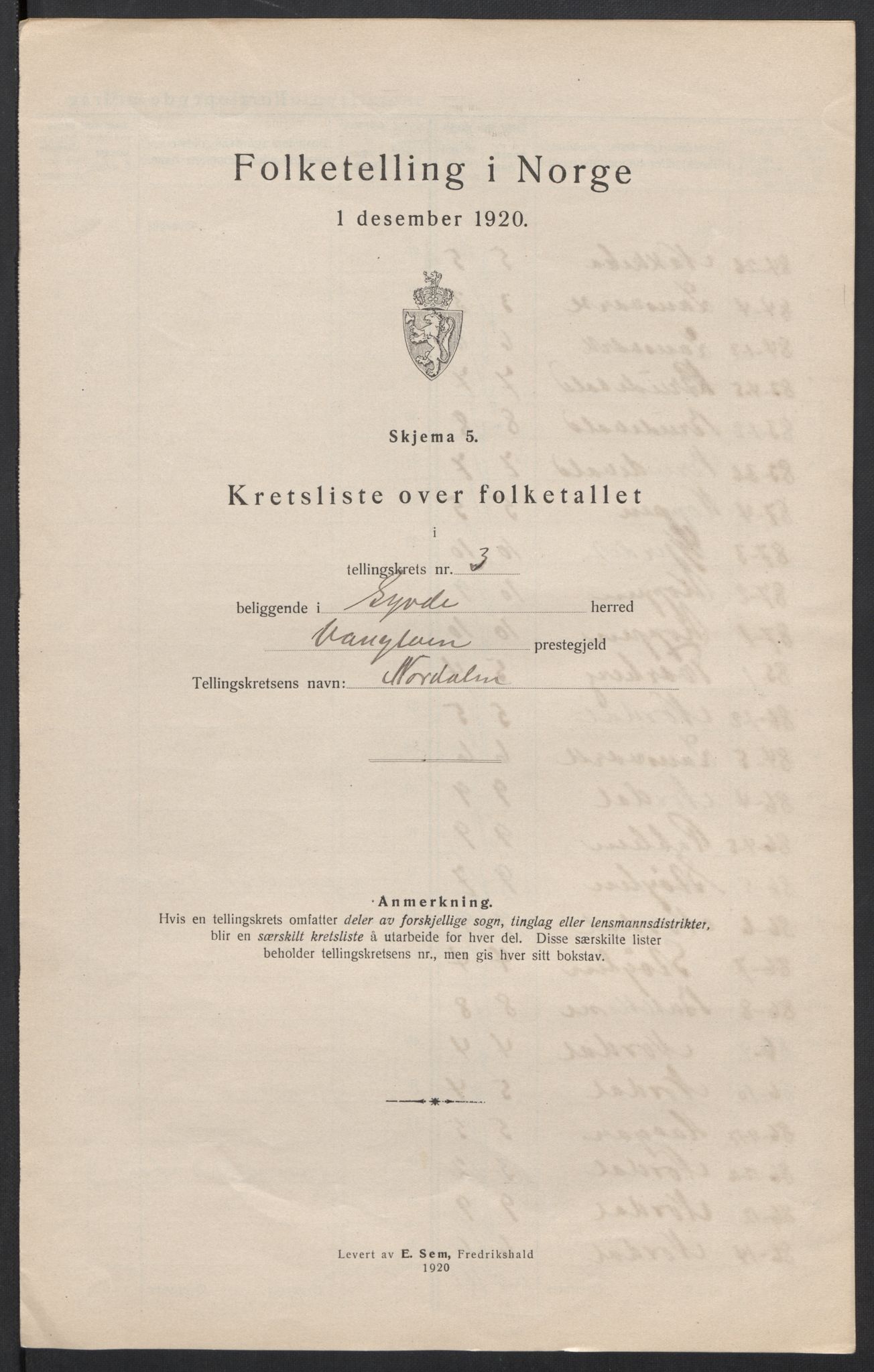 SAT, 1920 census for Syvde, 1920, p. 17