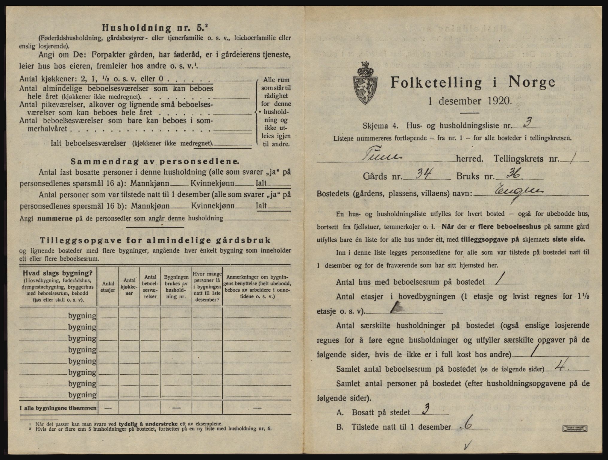 SAO, 1920 census for Tune, 1920, p. 68